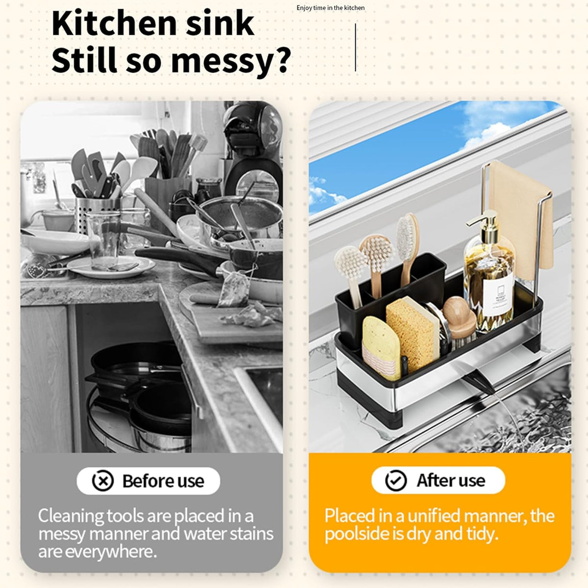 Sponge Holder for Kitchen Sink,Sink Caddy Organizer with Removable Brush Holder,Kitchen Countertop