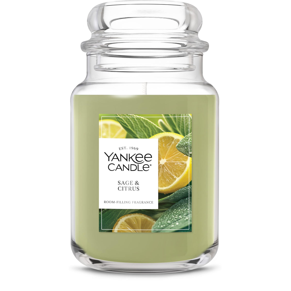 Yankee Candle Sage & Citrus, Scented Candle, 22oz Large Jar with up to 150 Hour Burn Time