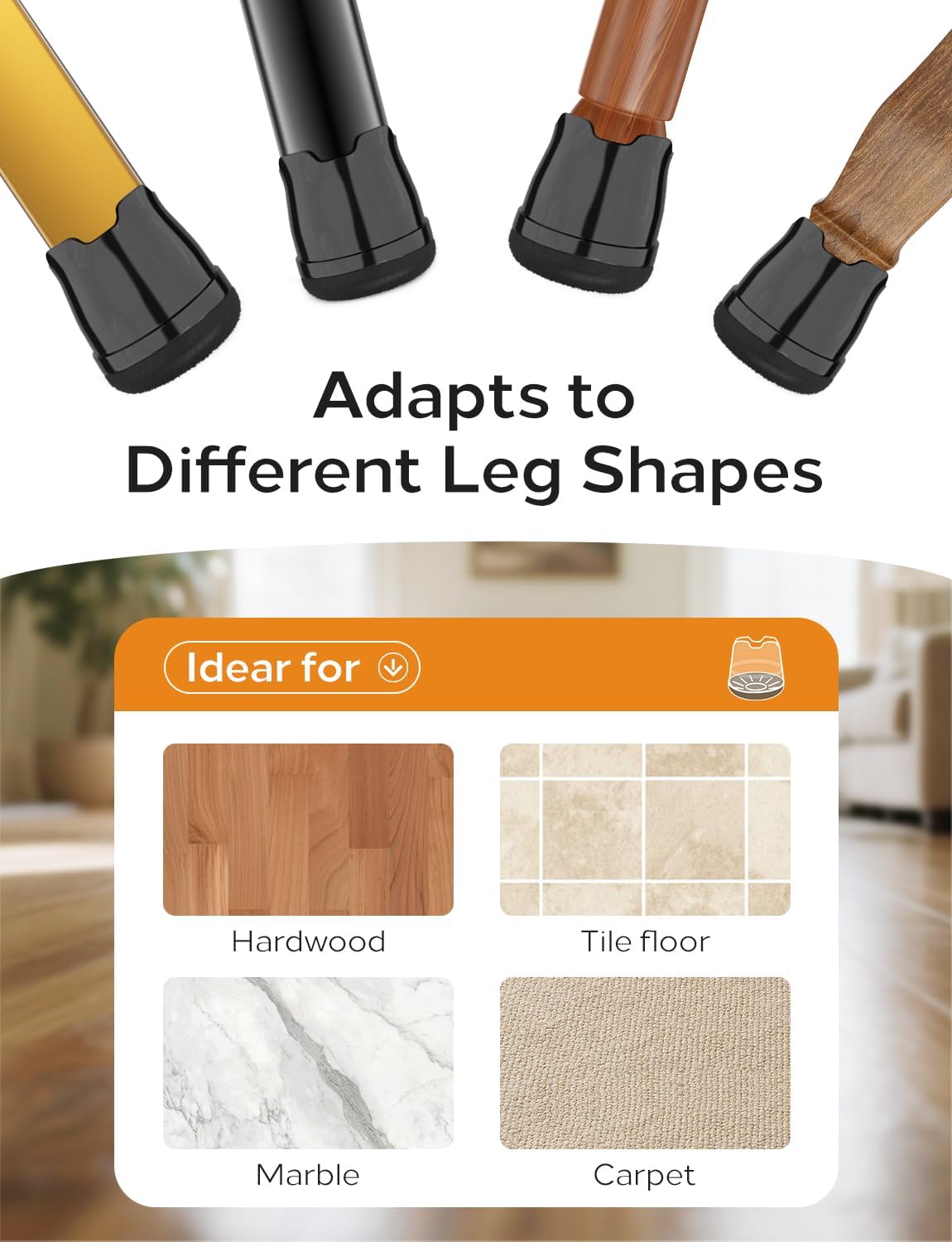 24-Pack Silicone Chair Leg Floor Protectors for Hardwood Floors -Felt Furniture Pads, Rubber Chair