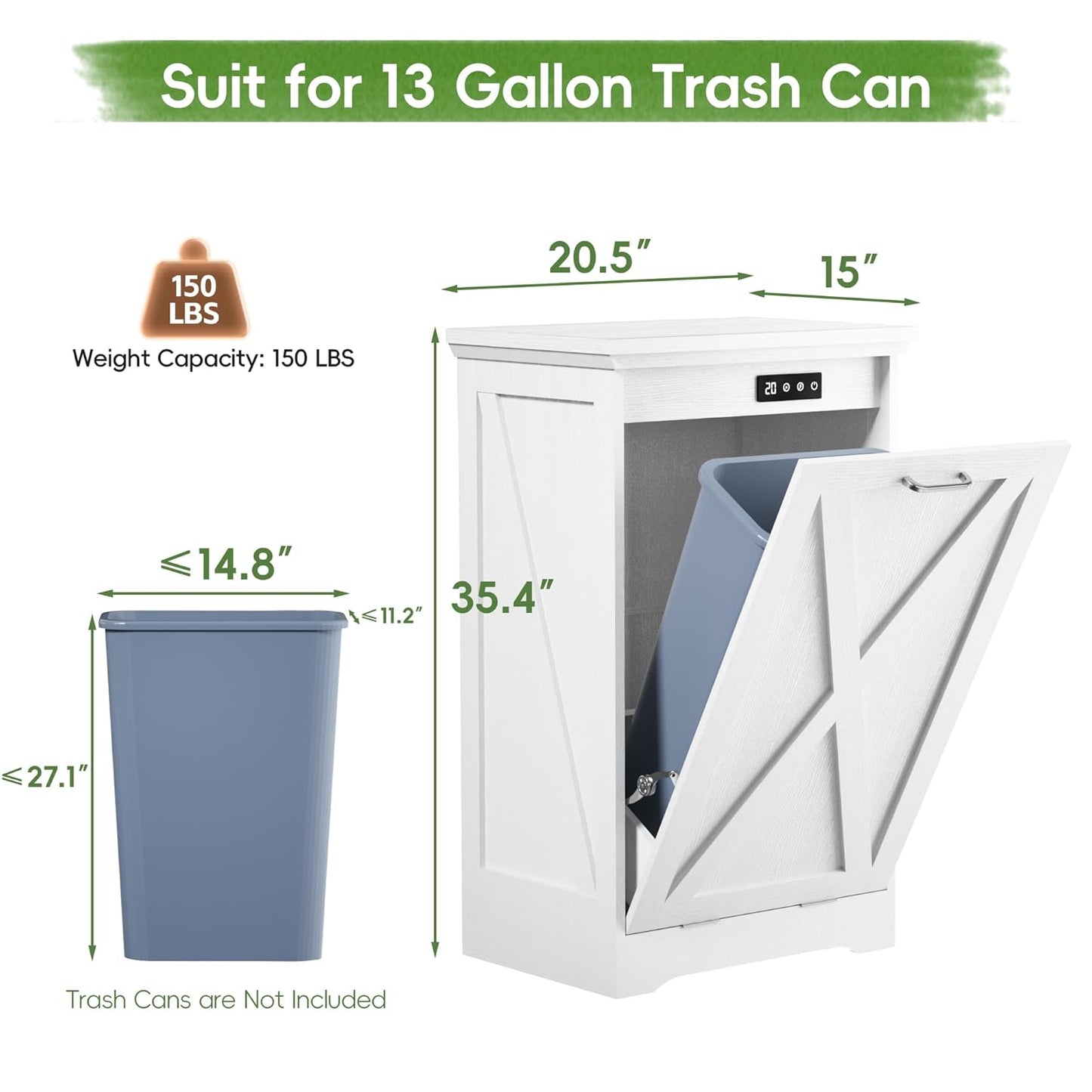 Betterhood TOLEAD Tilt Out Trash Can Cabinet, Hidden Trash Bin with Deodorizing & Negative Ion