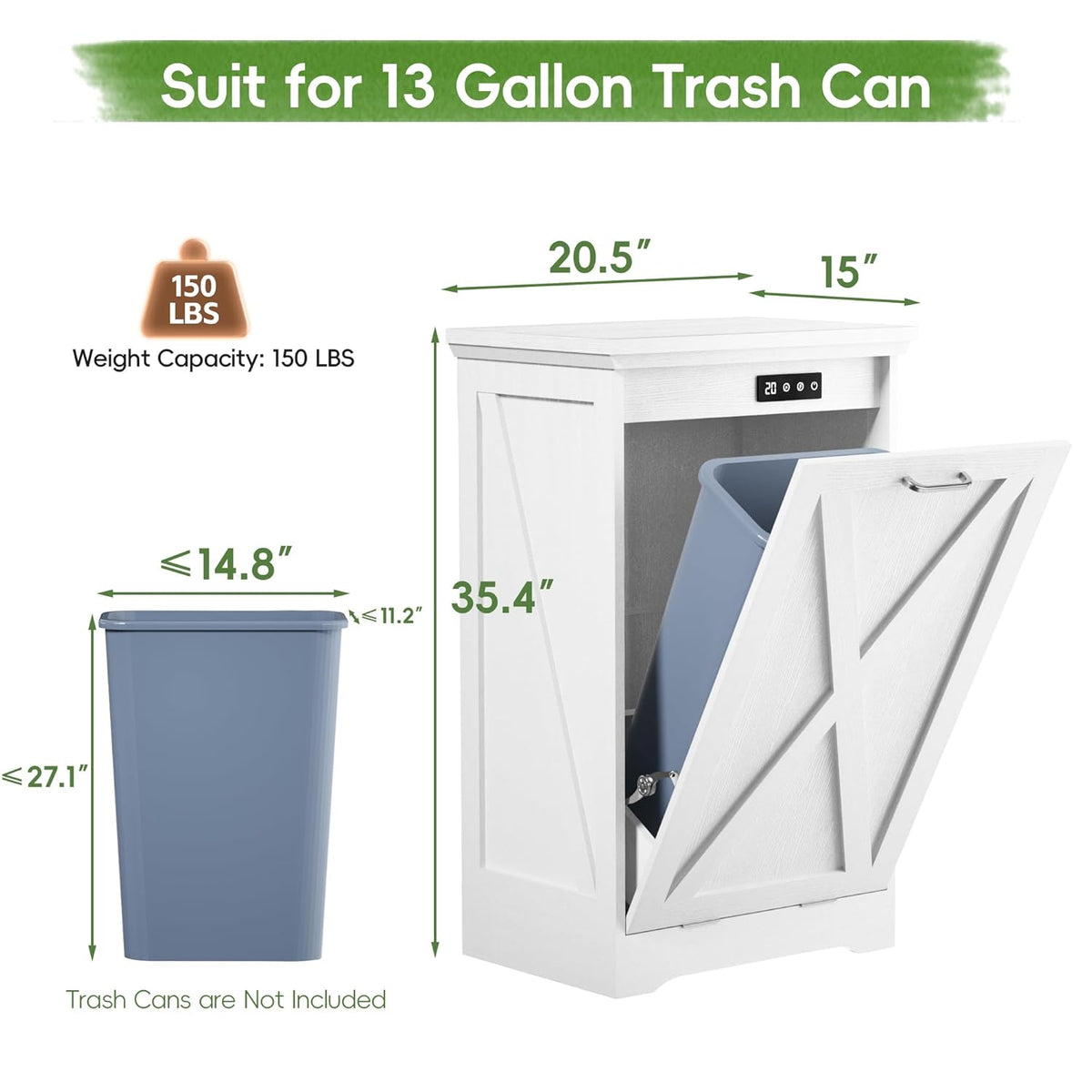 Betterhood TOLEAD Tilt Out Trash Can Cabinet, Hidden Trash Bin with Deodorizing & Negative Ion