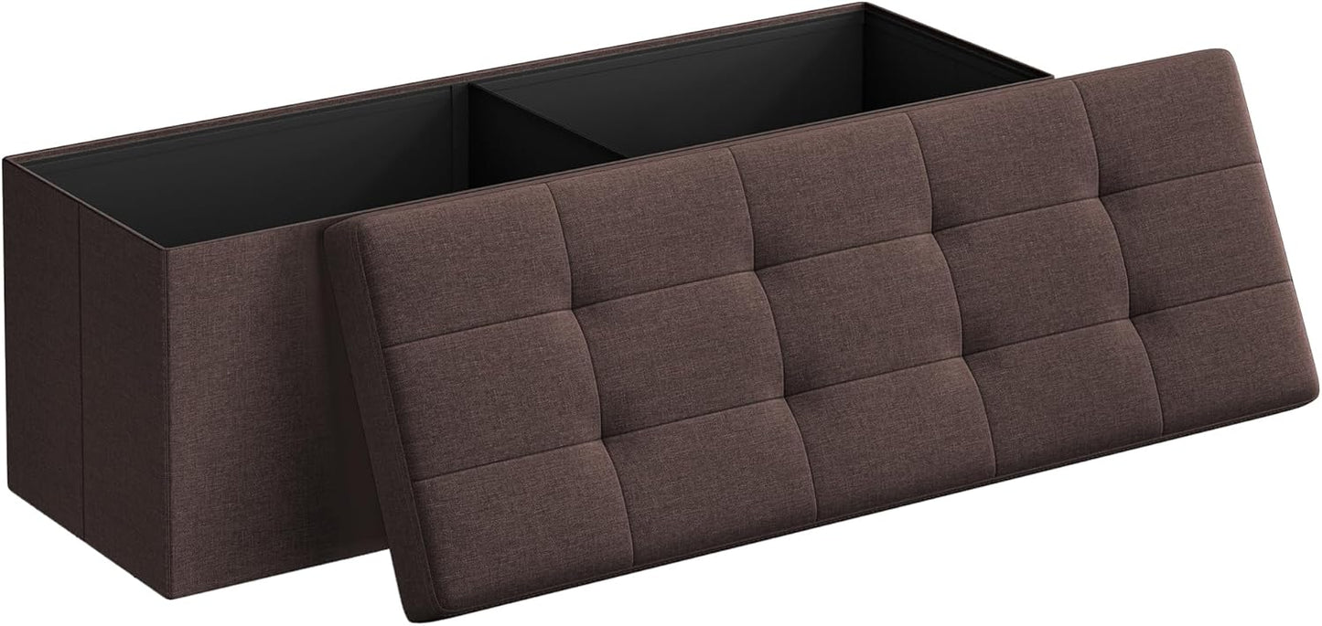 SONGMICS MAZIE Collection - 43 Inches Folding Storage Ottoman Bench, Ottoman Foot Rest, End of Bed