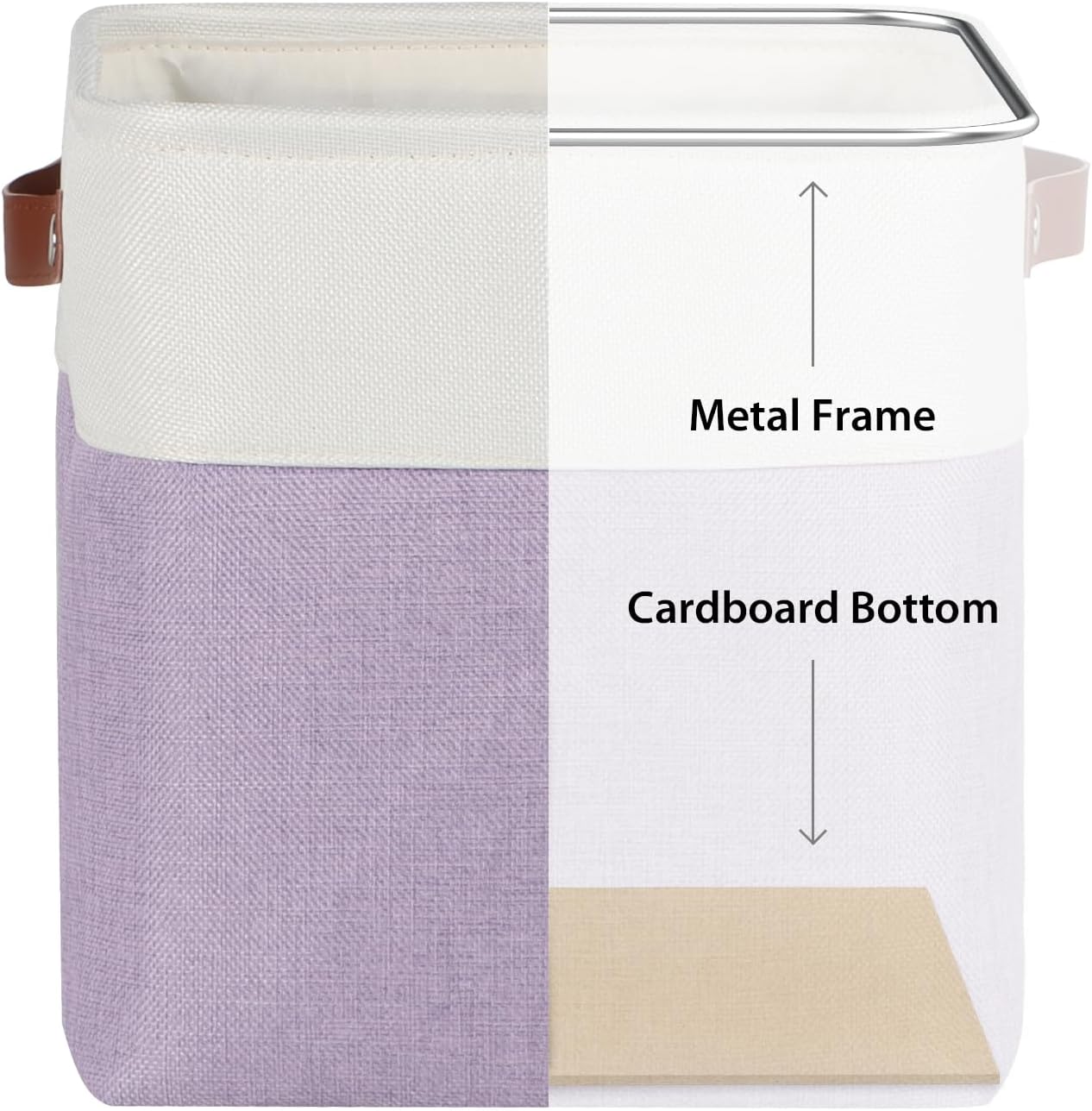 Univivi 10.5 Inch Fabric Cube Bins with Hard Bottom, 4 Pack Storage Baskets with PU Handles for