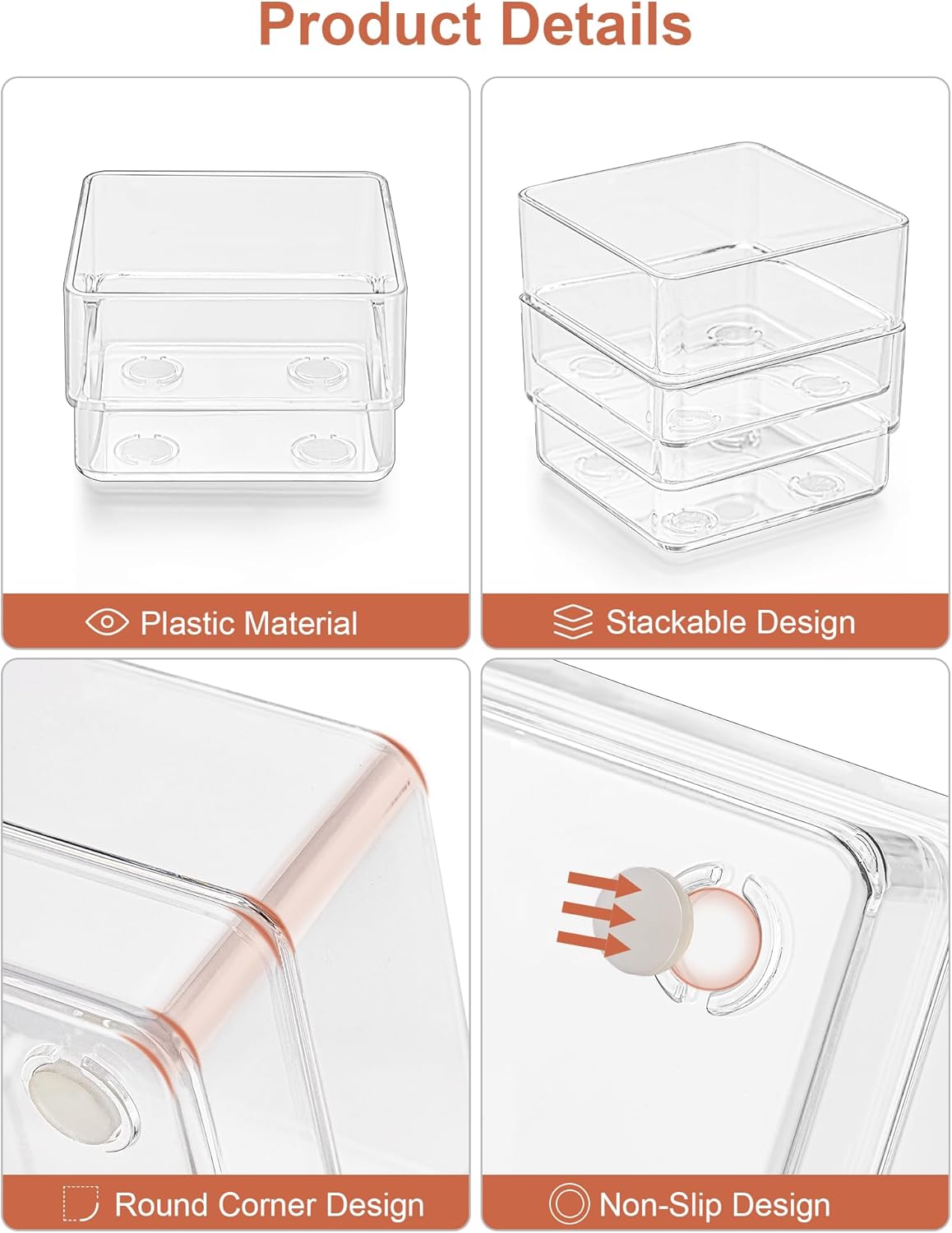 SMARTAKE 30-Piece Drawer Organizer with Non-Slip Silicone Pads, 7-Size Desk Drawer Organizer Trays