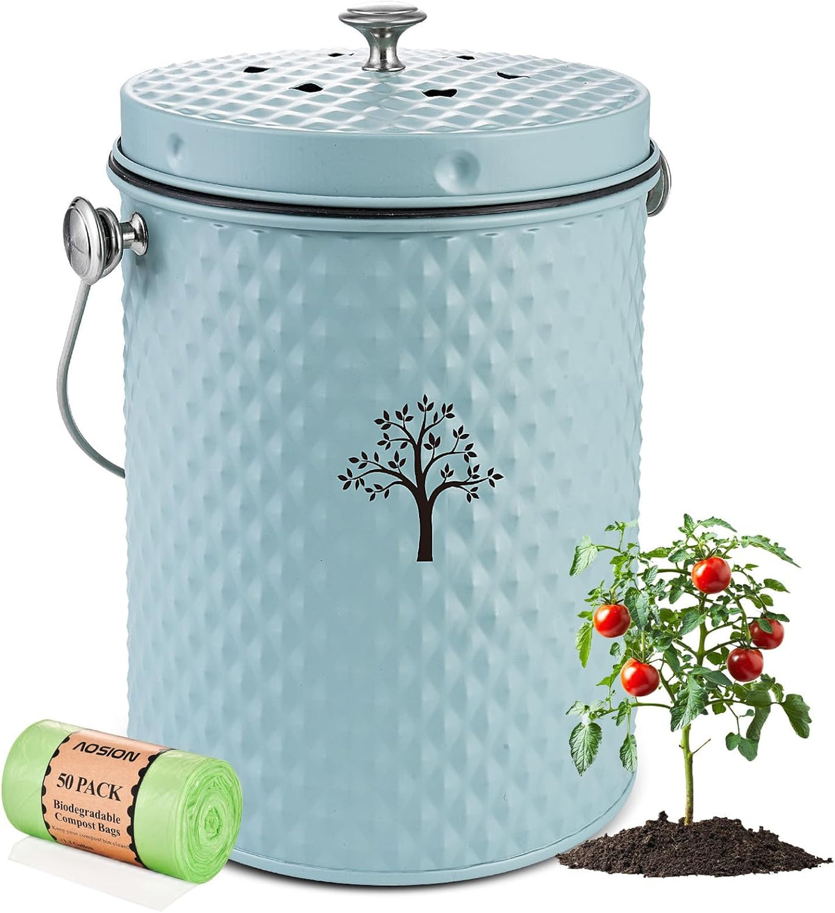 AOSION Countertop Compost Bin Kitchen,Odor Resistant Indoor Compost Bin with Lid and Compost