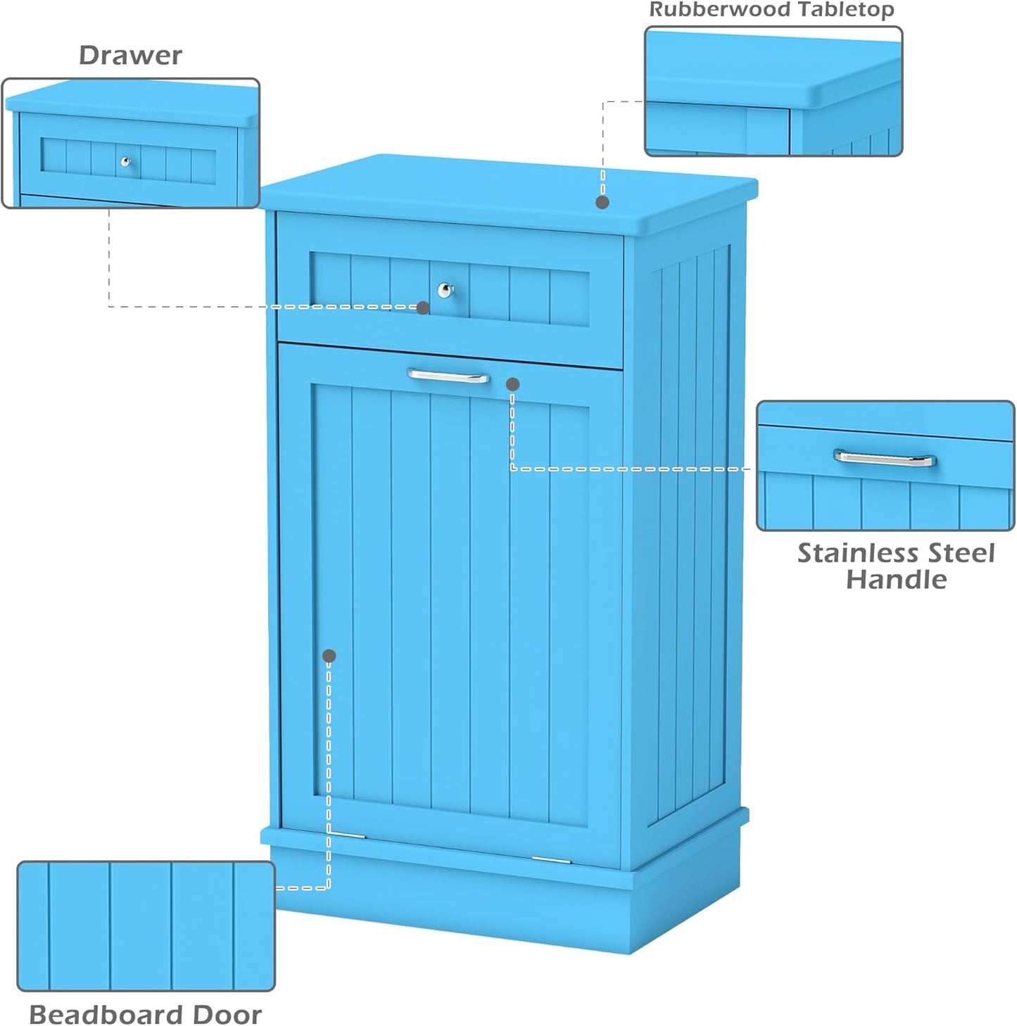 Betterhood Tilt Out Trash Cabinet 10 Gallon Wooden Free Standing Laundry Sorter Cabinet,Recycling