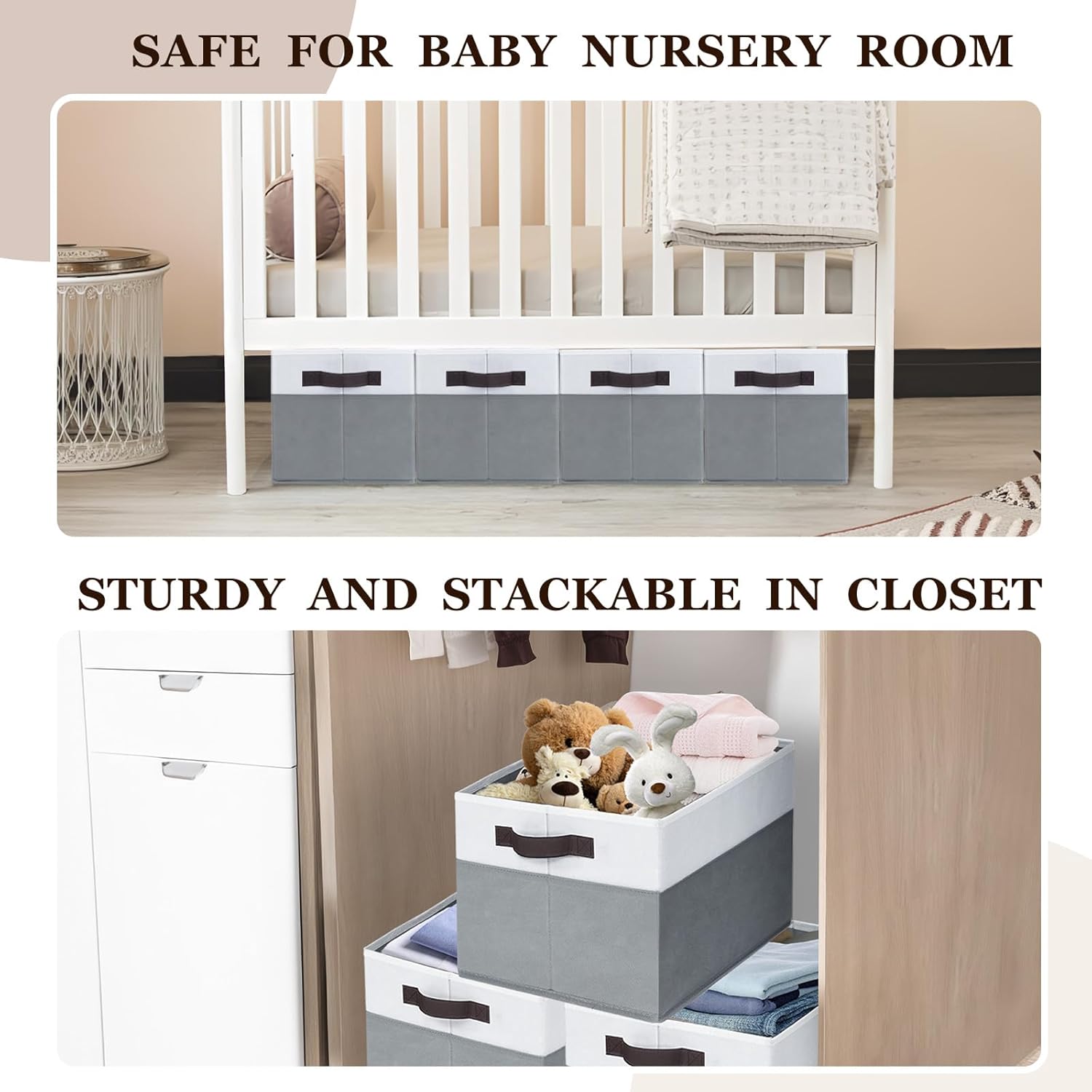 4 Pack Large Closet Storage Baskets Bins for Shelves | Fabric Closet Organizers and Storage with