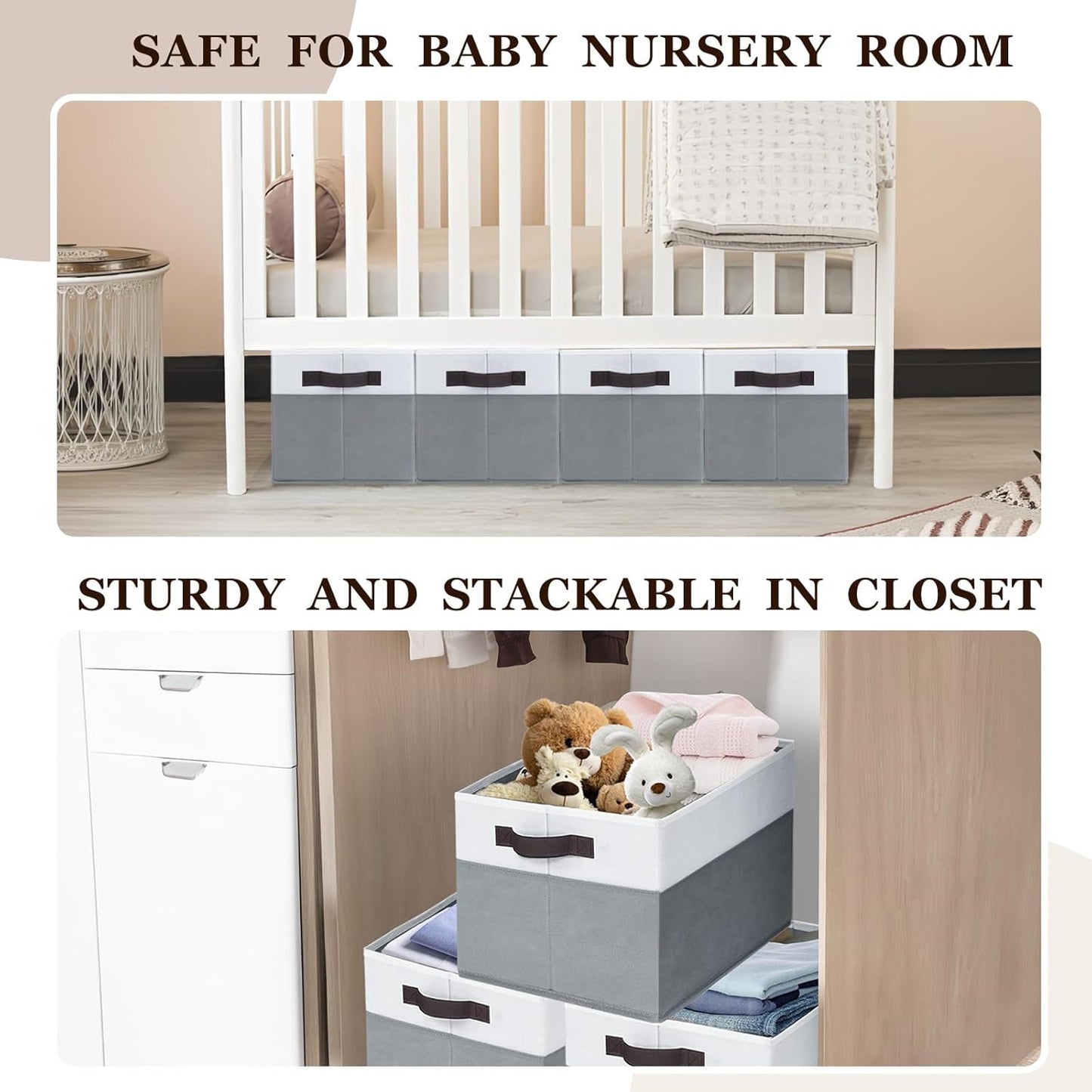 Criusia Large Storage Baskets 8 Pack Versatile Fabric Storage Bins for Closet Cabinet Wardrobe