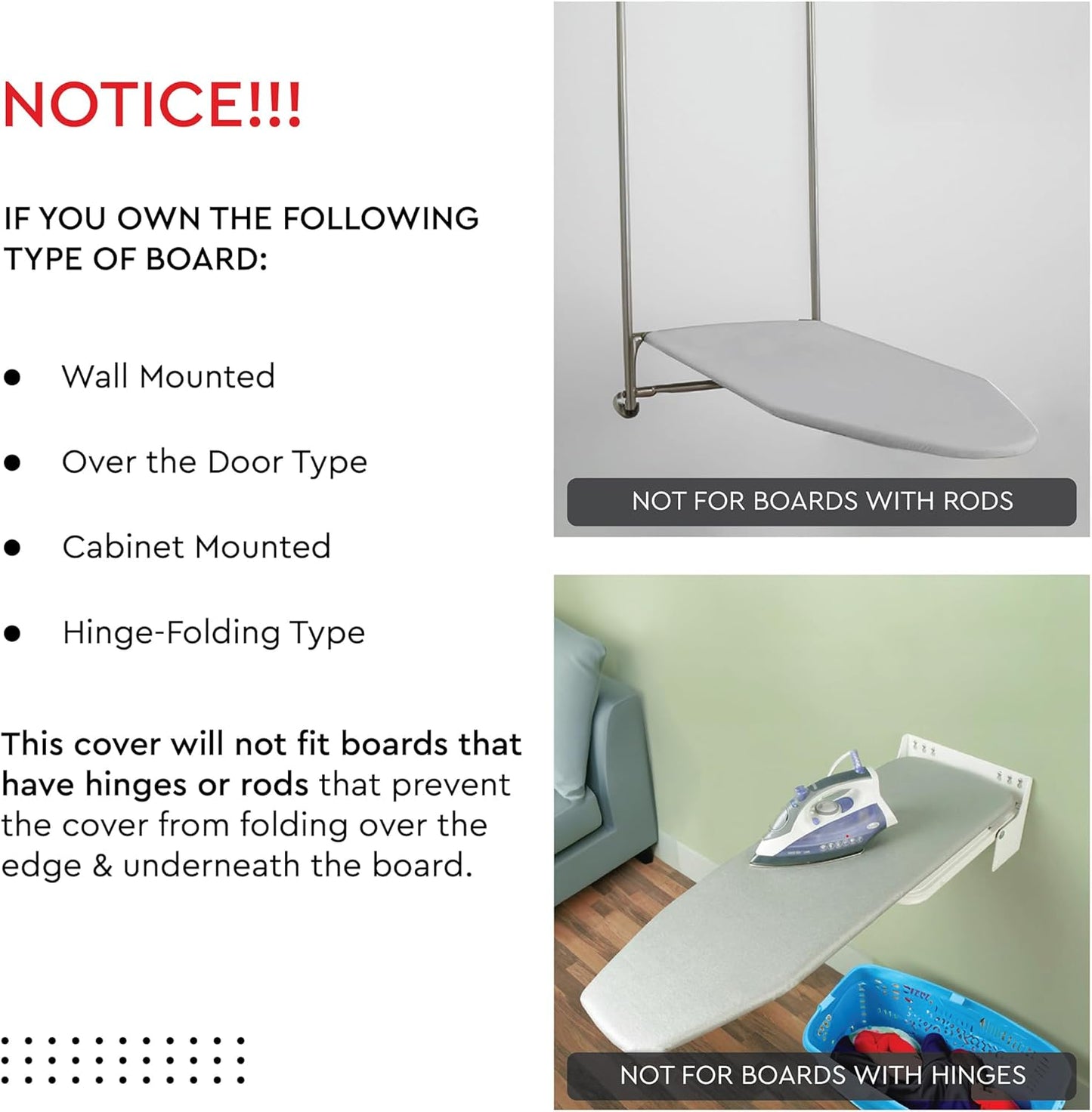 Encasa XO Ironing Board Cover and Pad - Thick 4mm Felt, Heat & Scorch-Resistant, Fits Wide Boards