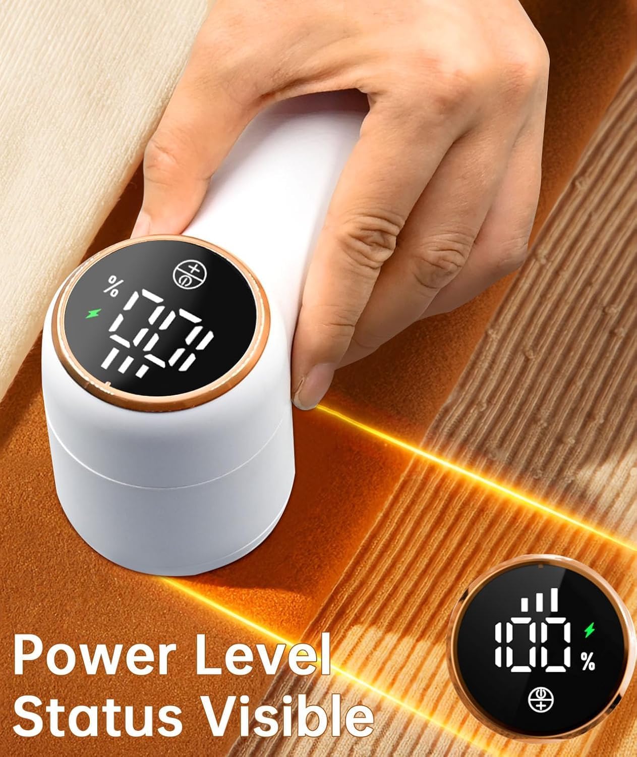Rechargeable Fabric Shaver,Lint Remover, 3-Speed Sweater Shaver with LED Display, 2 Replaceable