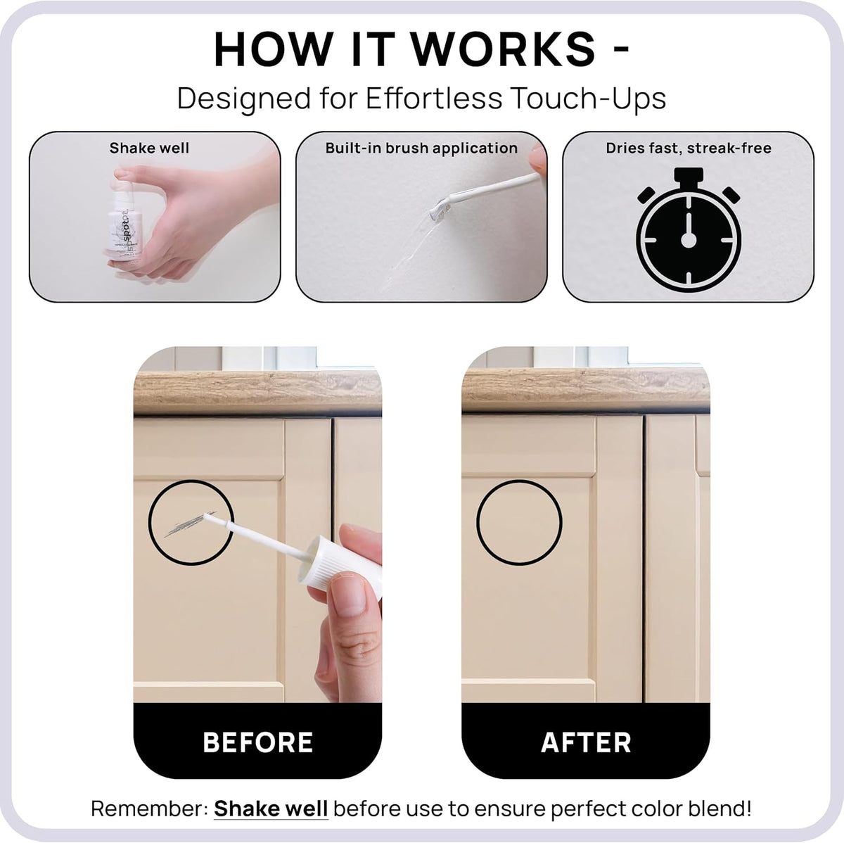 spot. Touch-Up Paint | Matte Finish for Cabinets, Walls, Doors & Furniture | Multi-Tone Beige