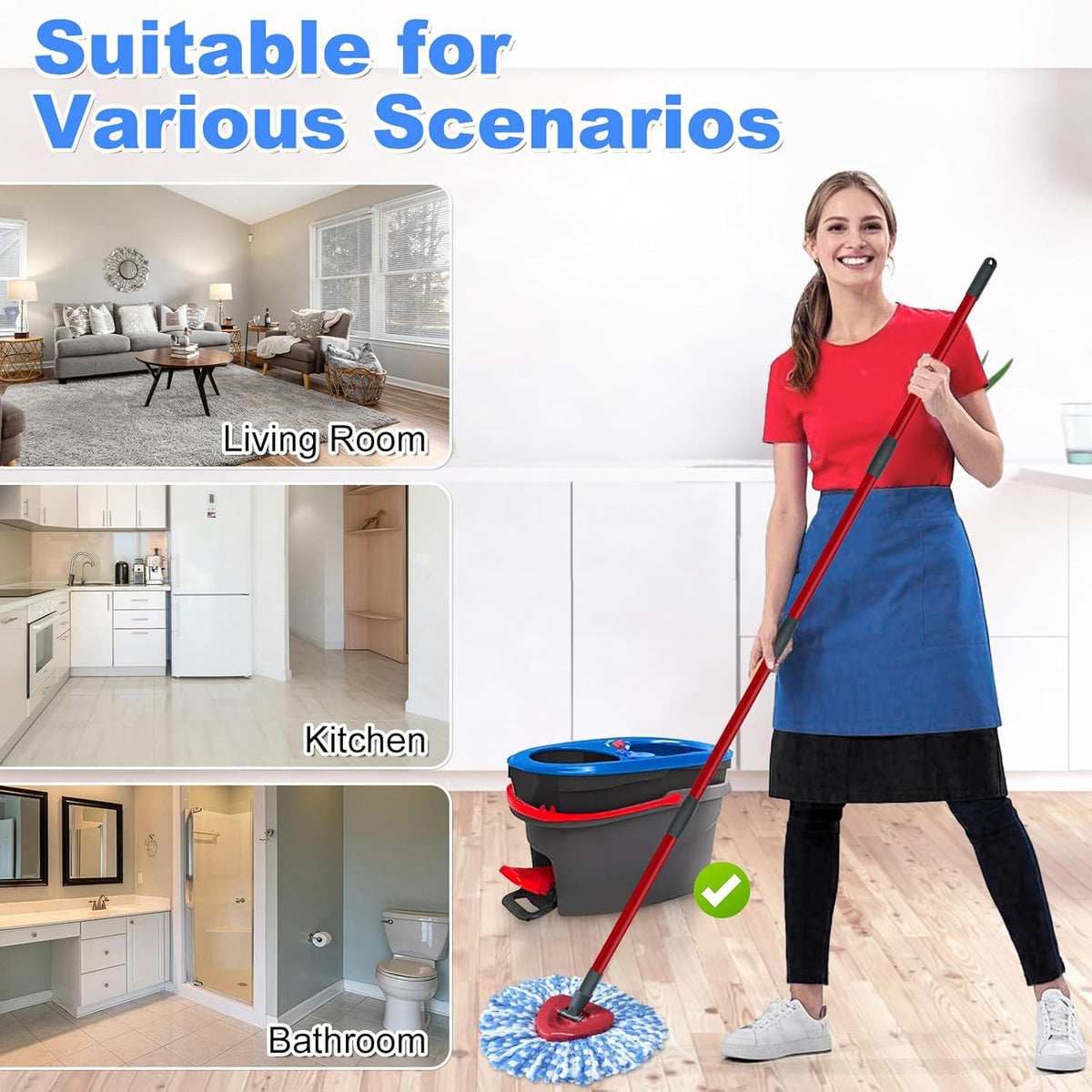 Mop Heads Replacements for Ocedar, 5 Pack Mop Replace Head for Ocedar RinseClean 2-Tank System