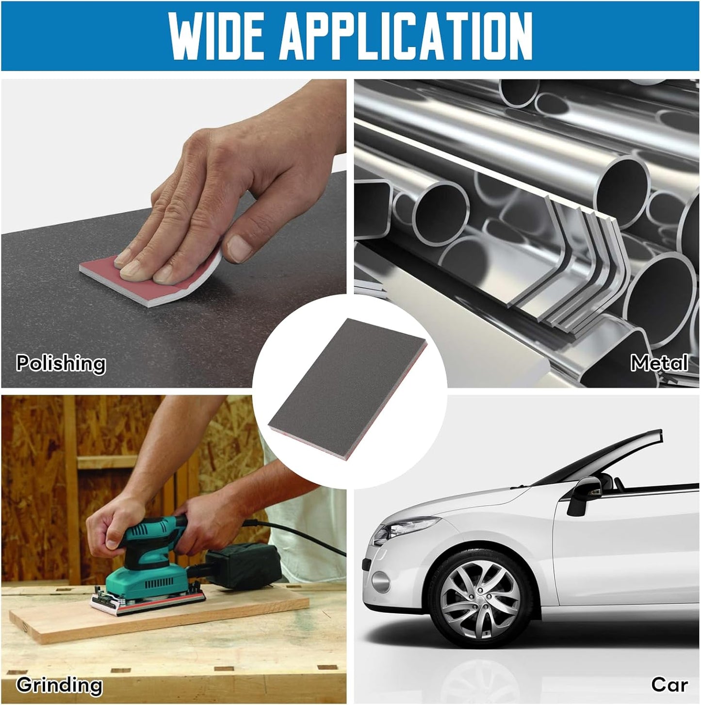 20 Pack 800 Grit Sanding Sponge, 3 x 4 Inch Soft Foam Sanding Block Wet Dry Sanding Pads, Washable