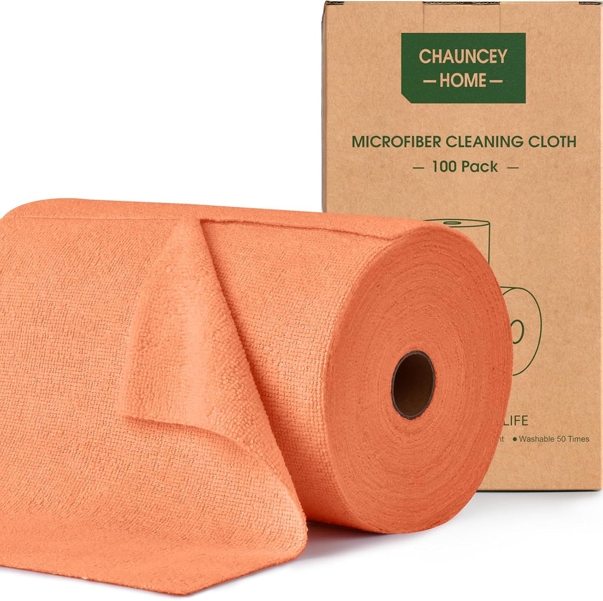 Roll of Microfiber Cleaning Cloth –100 Pack, Tear Away Microfiber Towels, Reusable, Washable