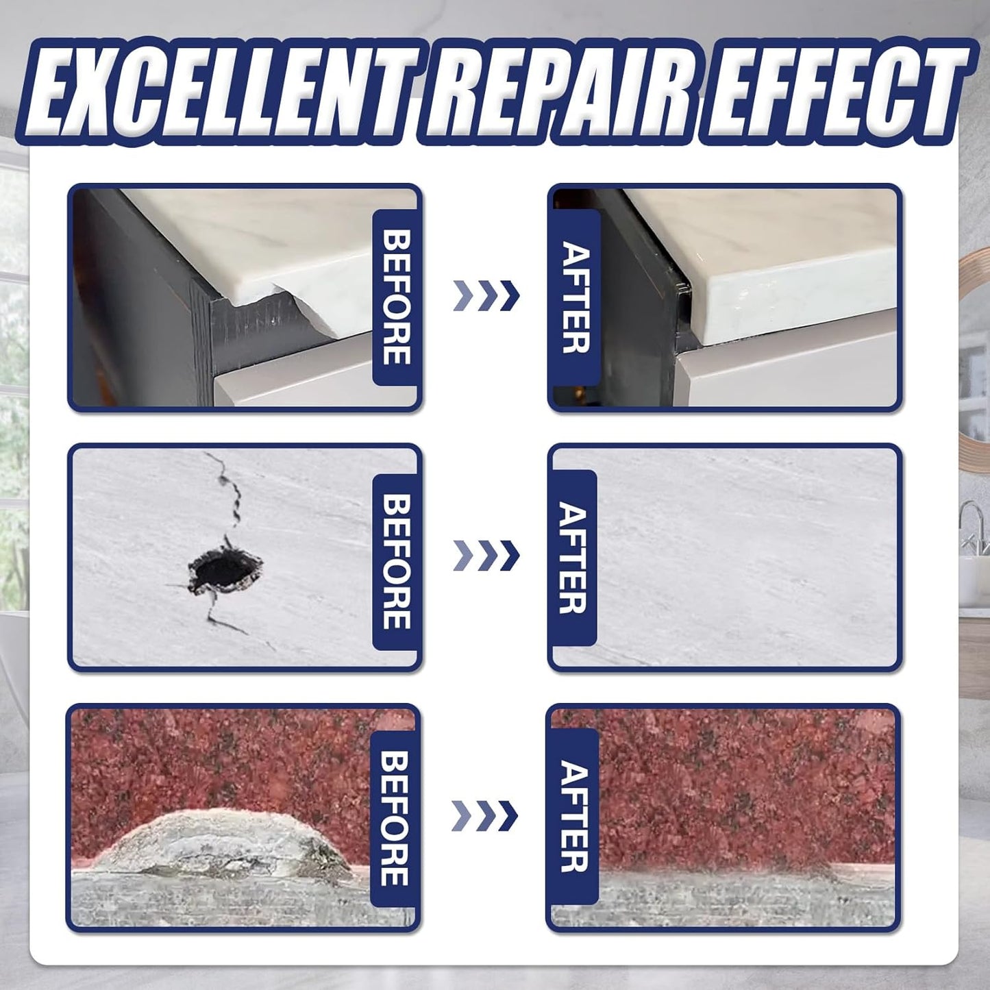Tile and Granite/Marble Repair Kit, Porcelain Stone and Quartz Countertops Repair Kit for Chips