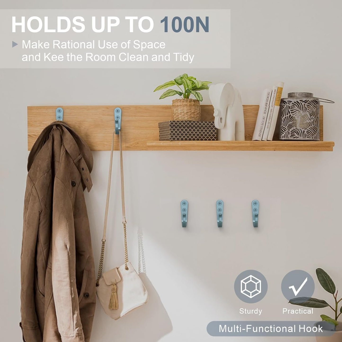 20PCS Heavy Duty Metal Wall Hooks, Coat Hooks for Hanging - Single Prong with 40 Screws (Coats