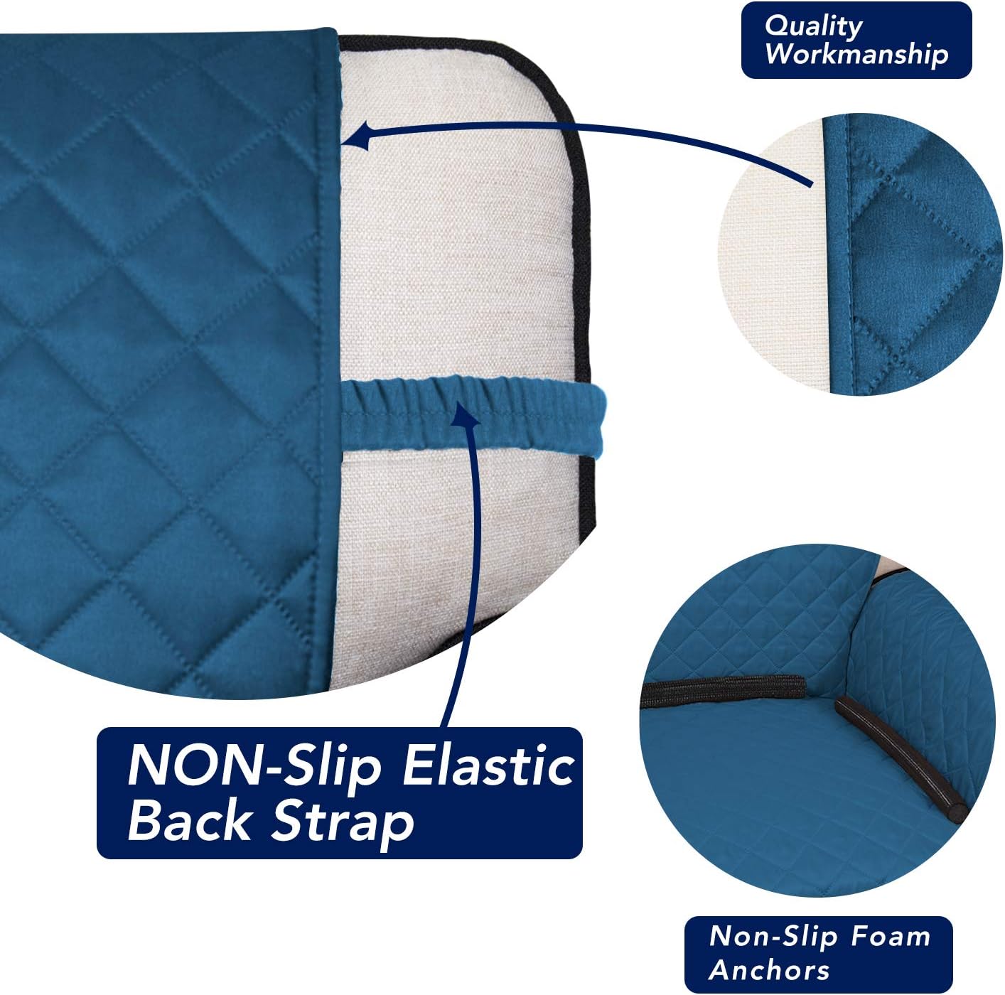 PureFit Reversible Quilted Sofa Cover, Water Resistant Medium Slipcover Furniture Protector