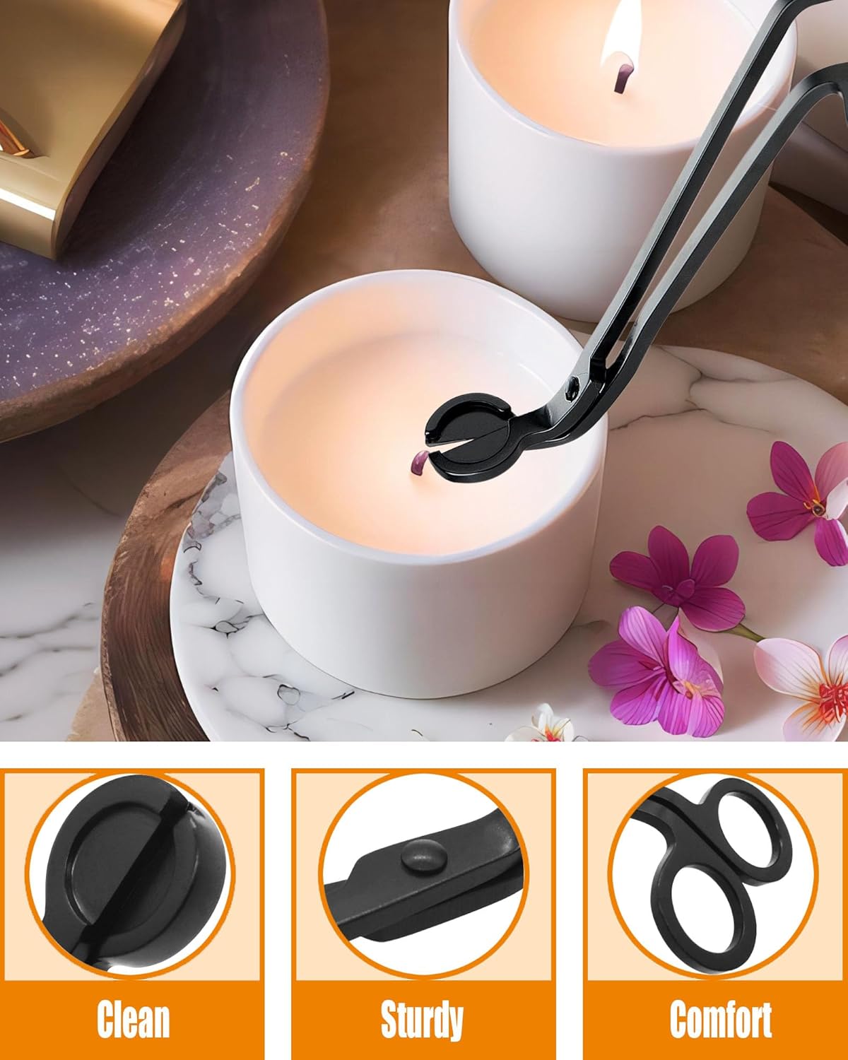 4 in1 Candle Accessory Set with Rechargeable Candle Lighter, Candle Wick Trimmer, Candle Wick