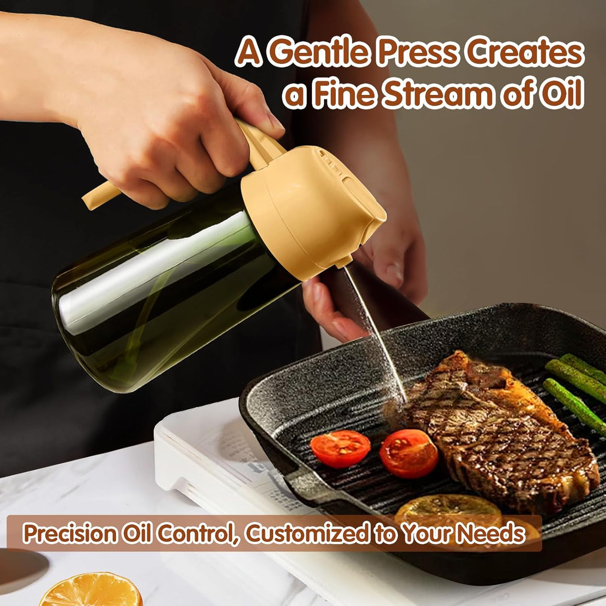 YARRAMATE 16oz/470ml Light-Blocking Dark Oil Sprayer for Cooking, 2 in 1 Olive Oil Dispenser Bottle