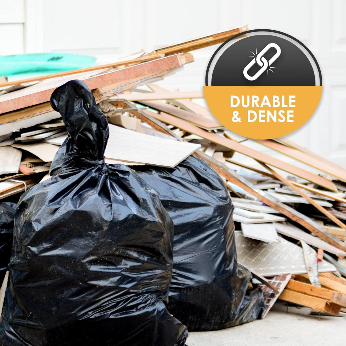 PAMI Heavy Duty 42 Gallon Contractor Garbage Bags, Tear Resistant Construction Bags Made from 90%