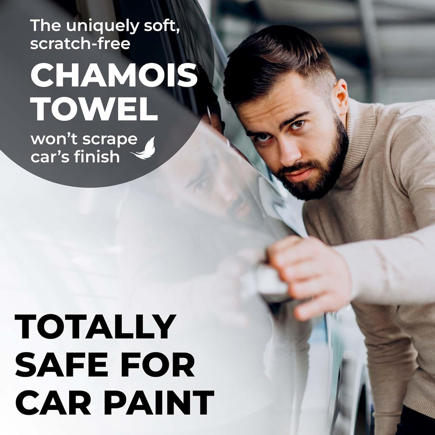 Premium XL Shammy Towel for Car - 34”x25” - Super Absorbent Chamois Cloth - Spots & Scratch-Free