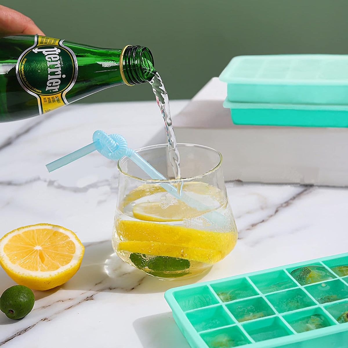 2 Pack Silicone Ice Cube Trays, Easy Release Flexible-15 Cubes Ice Cube Molds,Silicone Ice Cube