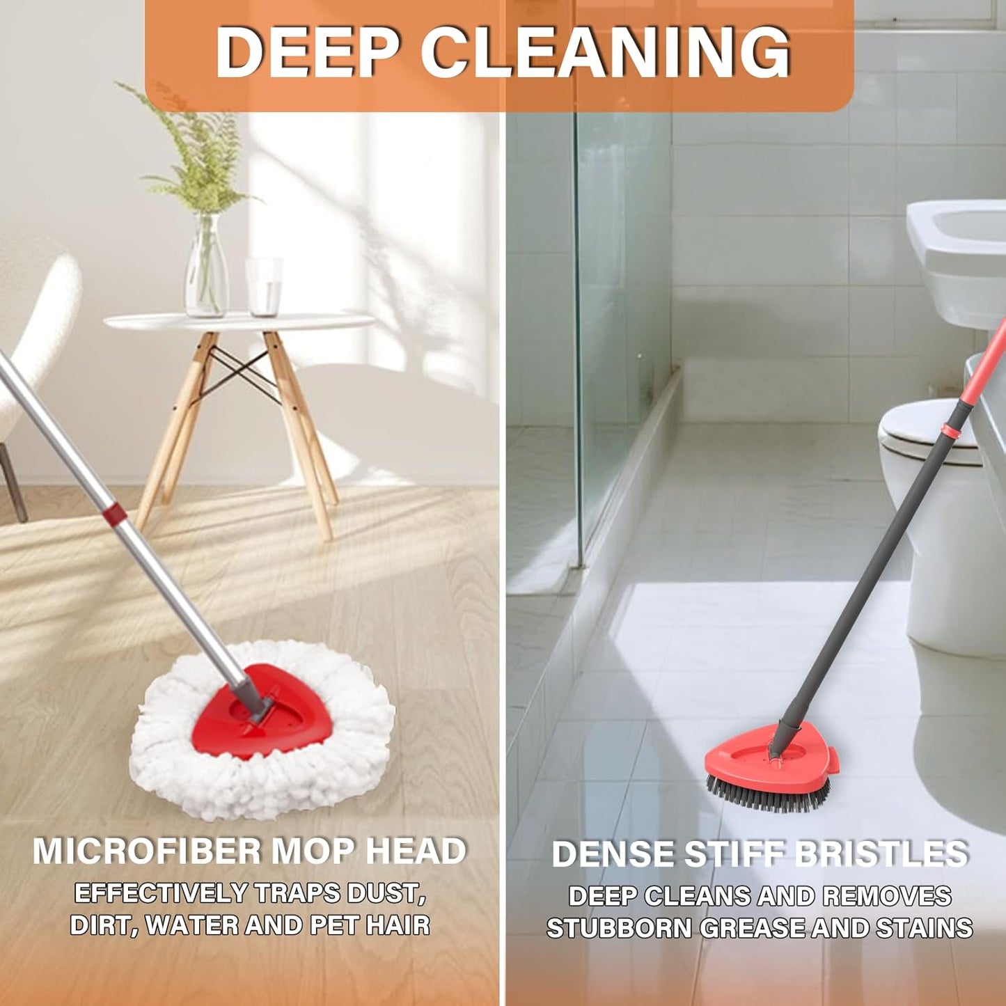 Spin Mop Head Replacement for O Cedar EasyWring 1-Tank System, 2 Mop Replace Heads + 1 Upgrade