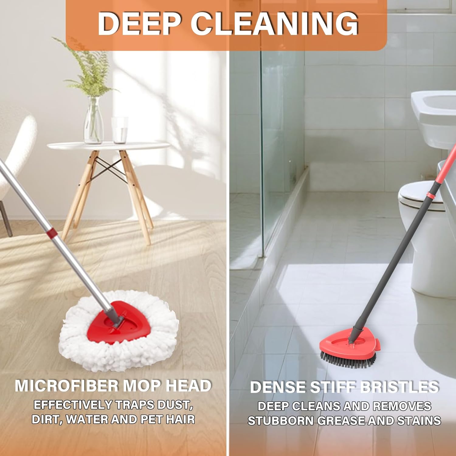 Spin Mop Head Replacement for O Cedar EasyWring 1-Tank System, 2 Mop Replace Heads + 1 Upgrade