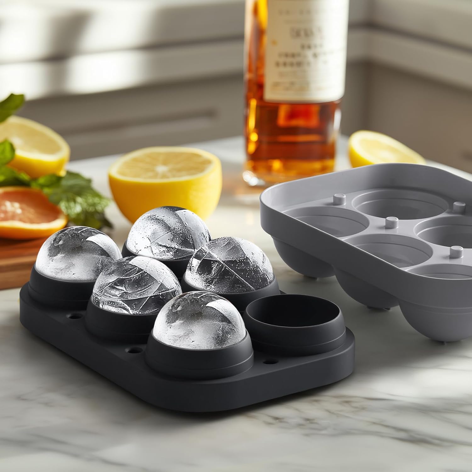 2.5inch Spherical Ice Ball Tray For Whiskey, Big Ice Freezer Mold for Cocktails，Easy Fill In &