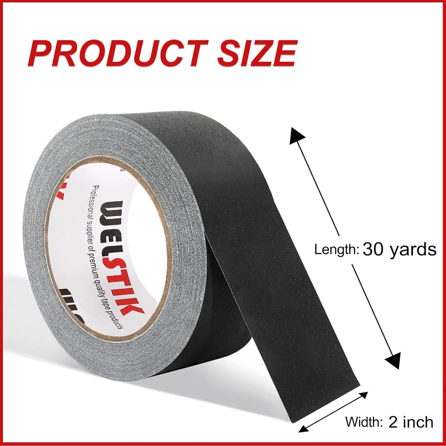 WELSTIK Non-Reflective Black Gaffers Tape 2 inch - 4 Pack Black Gaff Tape -2 in x 30 Yards – Matte