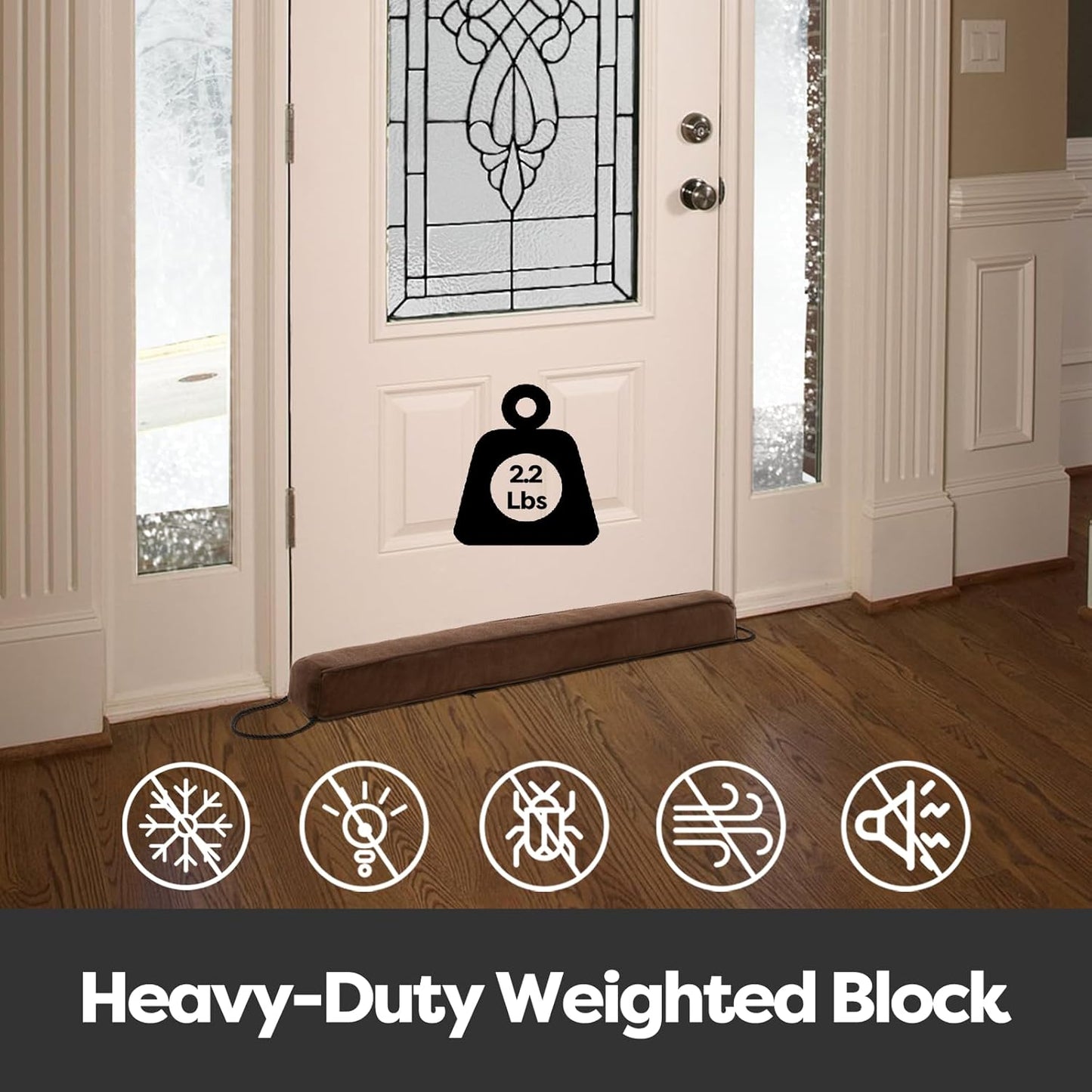 Weighted Door Draft Stopper for Front Door, Easy to Use Heavy 38 Inch Door Bottom Winter Cold Air