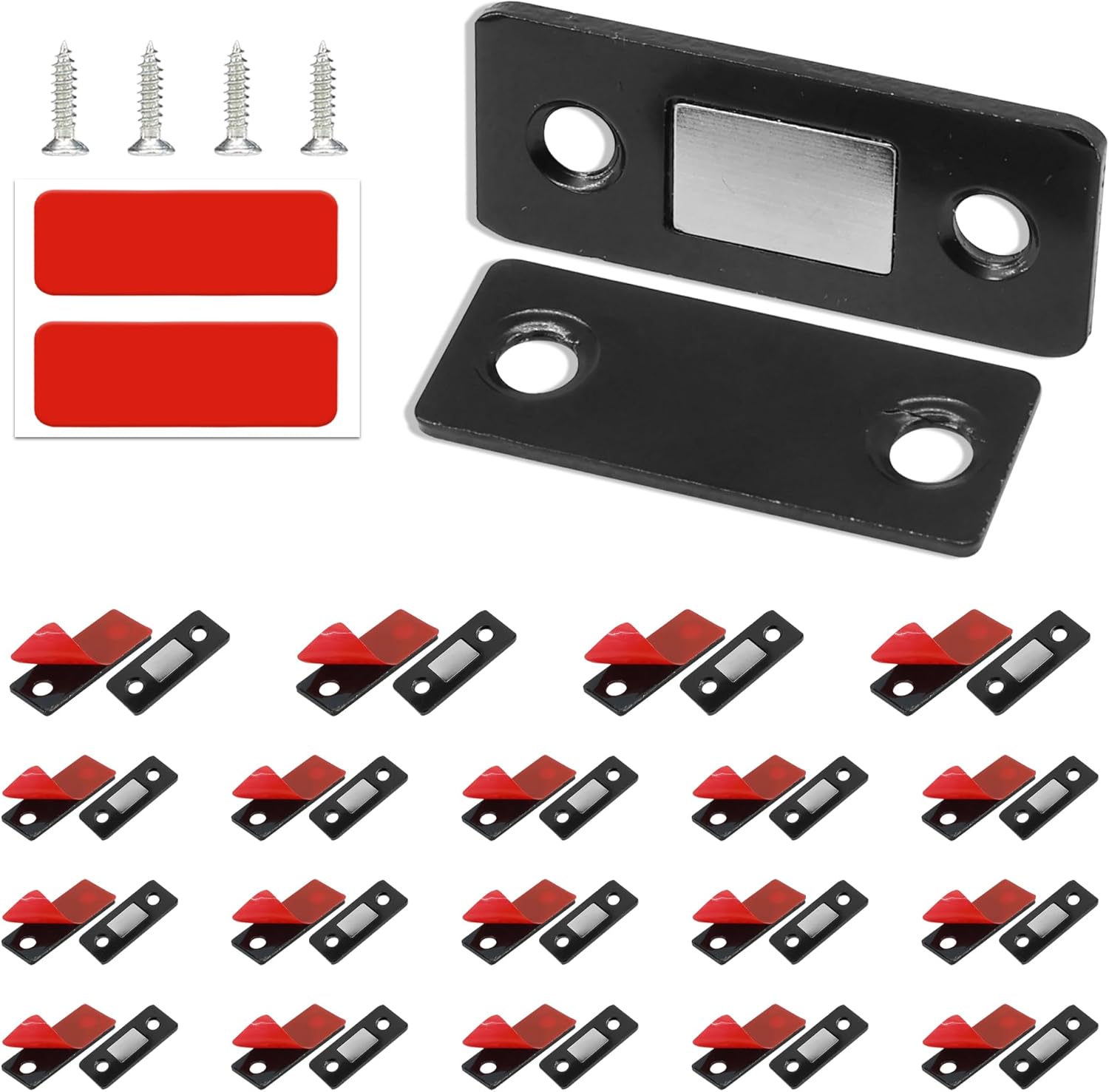 Cabinet Magnetic Catch, 20 Pack Black Ultra Thin Magnetic Cabinet Door Catch, Adhesive Cabinet