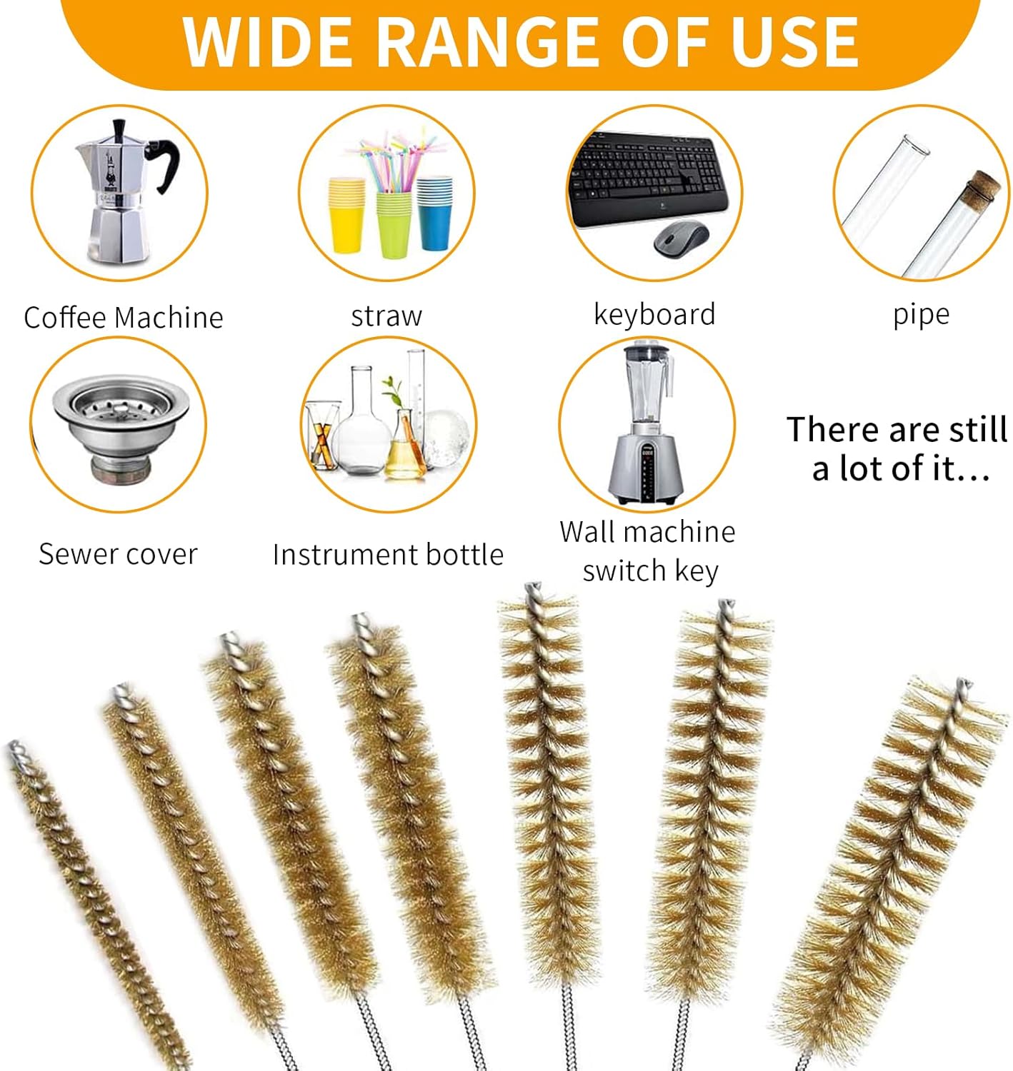 7pcs Brass Wire Tube Brushes Bottle Brush Set,11Inch Long Wire Brushes for Cleaning,Wire Pipe