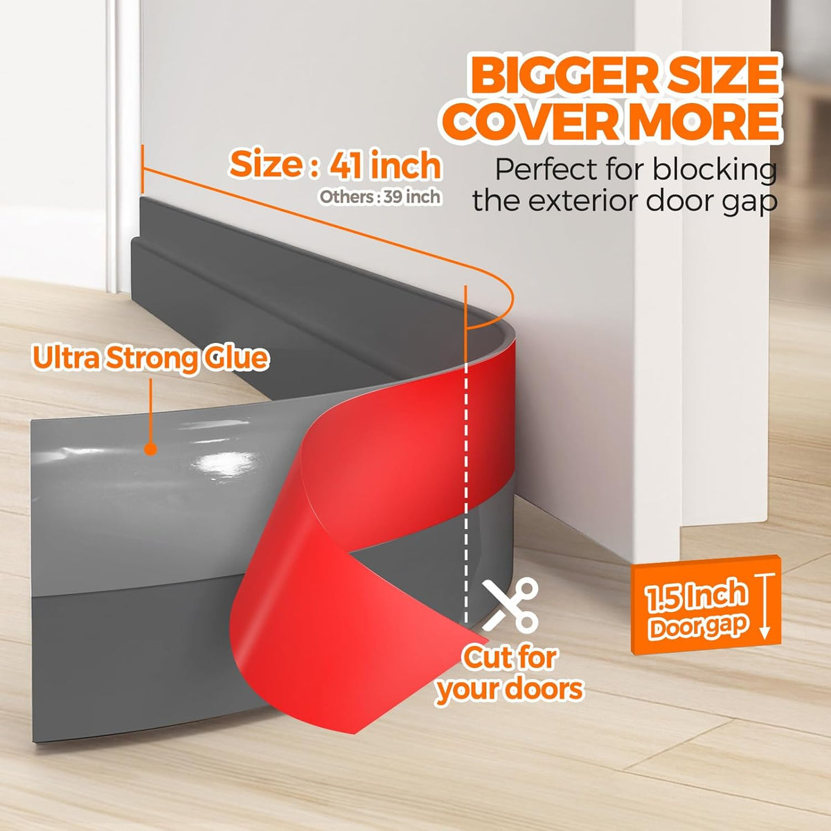 Holikme Weather Stripping 41 inch Door Draft Stopper Under Door Draft Blocker Doors Sweep Noise