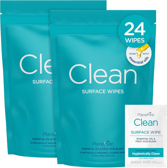 Clean Wipes | Surface Cleaning Wipes | Individually Wrapped Travel Wipes | All Purpose Cleaning