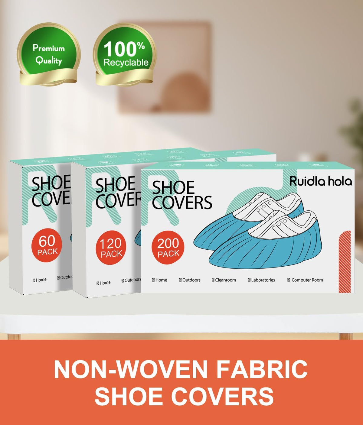 Shoe Covers Disposable 120 Pack, Non-Woven Booties for Shoes Covers,Durable Non Slip Shoe