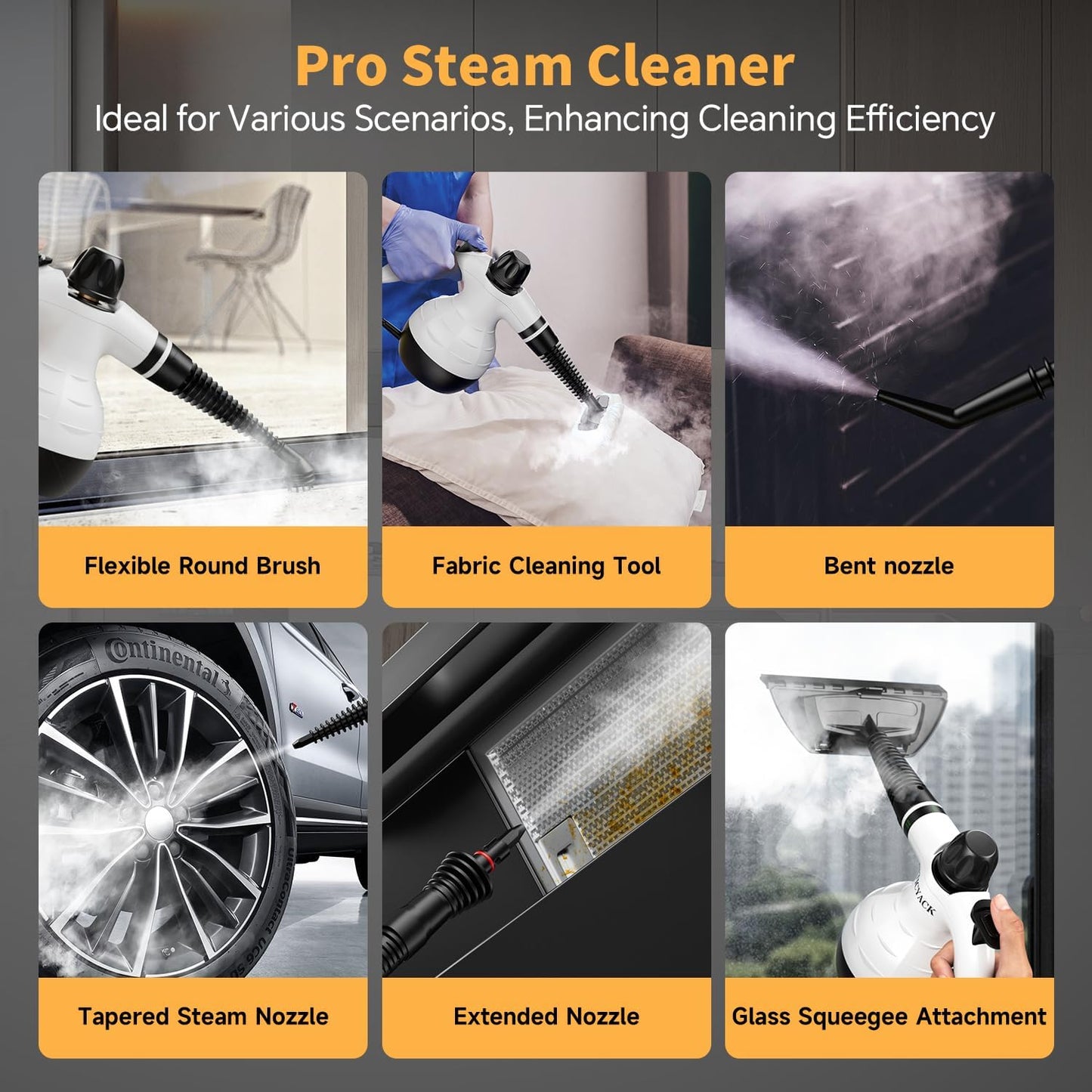 Steam Cleaner, Handheld Steam Cleaner for Home, 16-Piece Steam Cleaner Kit with Automatic Steam
