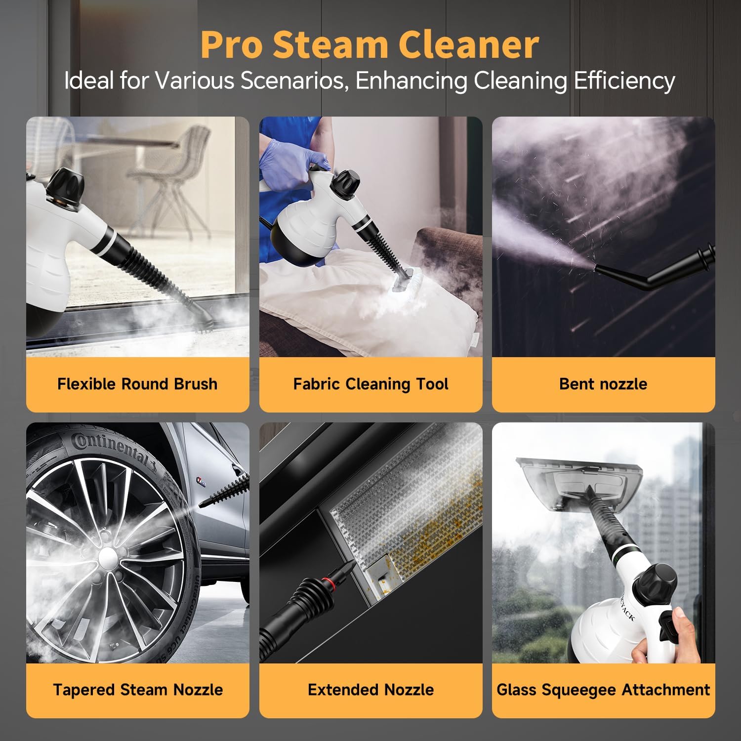 Steam Cleaner, Handheld Steam Cleaner for Home, 16-Piece Steam Cleaner Kit with Automatic Steam