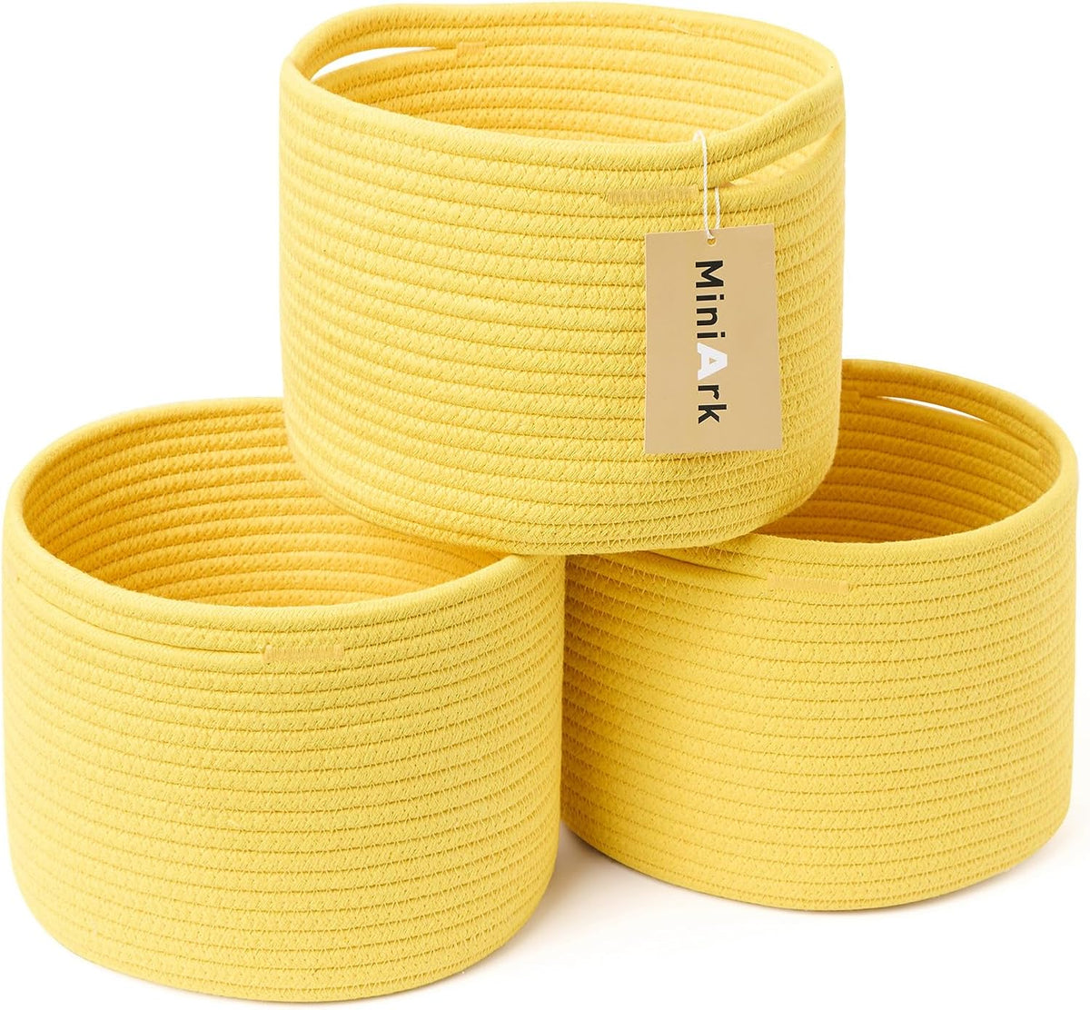 Small Basket for Organizing | Cube Shelf Closet Storage Baskets | 9.7×9.7×7.1” | Woven Rope Gift