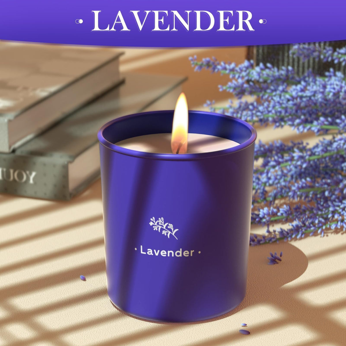 Lavender Scented Candle, 8 oz Soy Wax Jar Candle for Women, 45 Hour Burn