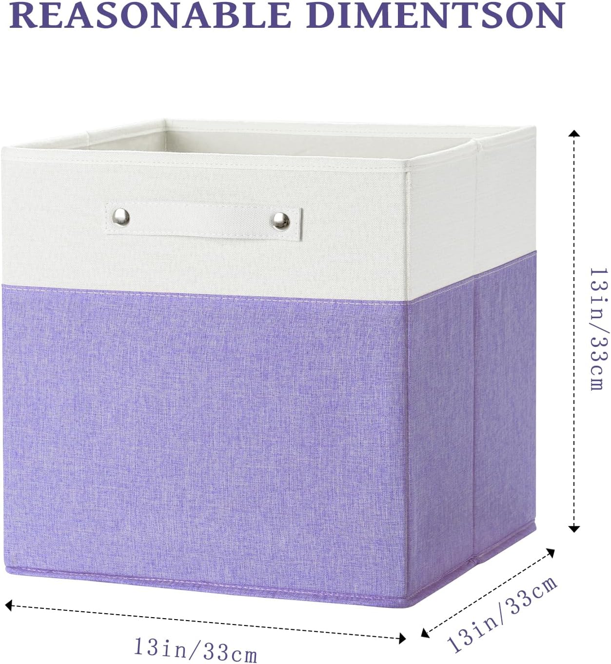 13 x 13 Inch Fine Linen Storage Bins with Handles，Fabric Cube Boxs，Collapsible Basket Organizers