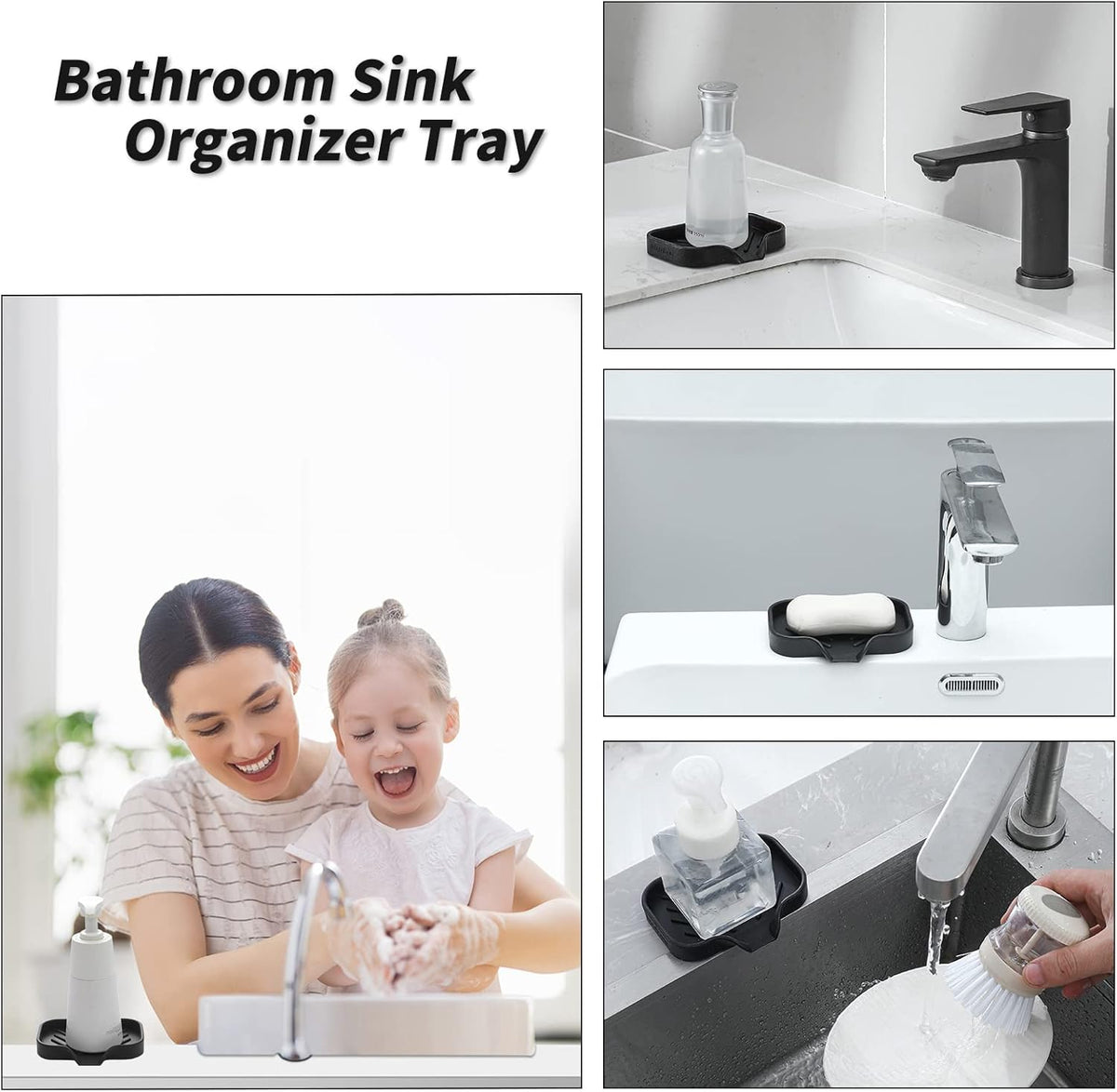 Silicone Bathroom Soap Dishes with Drain Spout-Bathroom and Kitchen Sink Organizer,Sponge