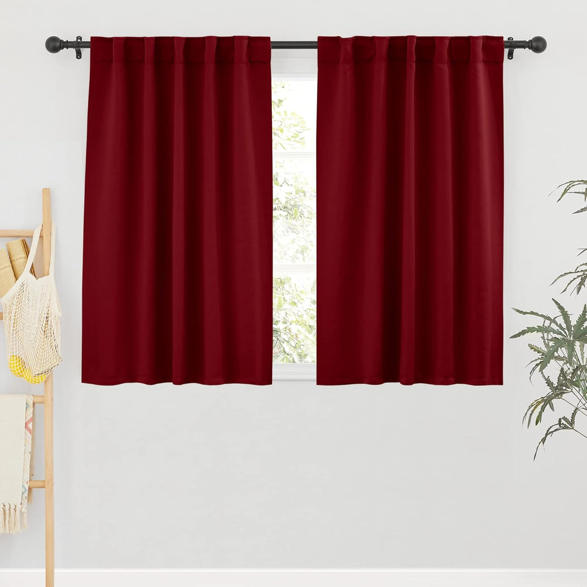 RYB HOME Cafe Window Curtains - Heavy Duty Solid Drapes with Back Tab Top, Thermal Insulated Panels