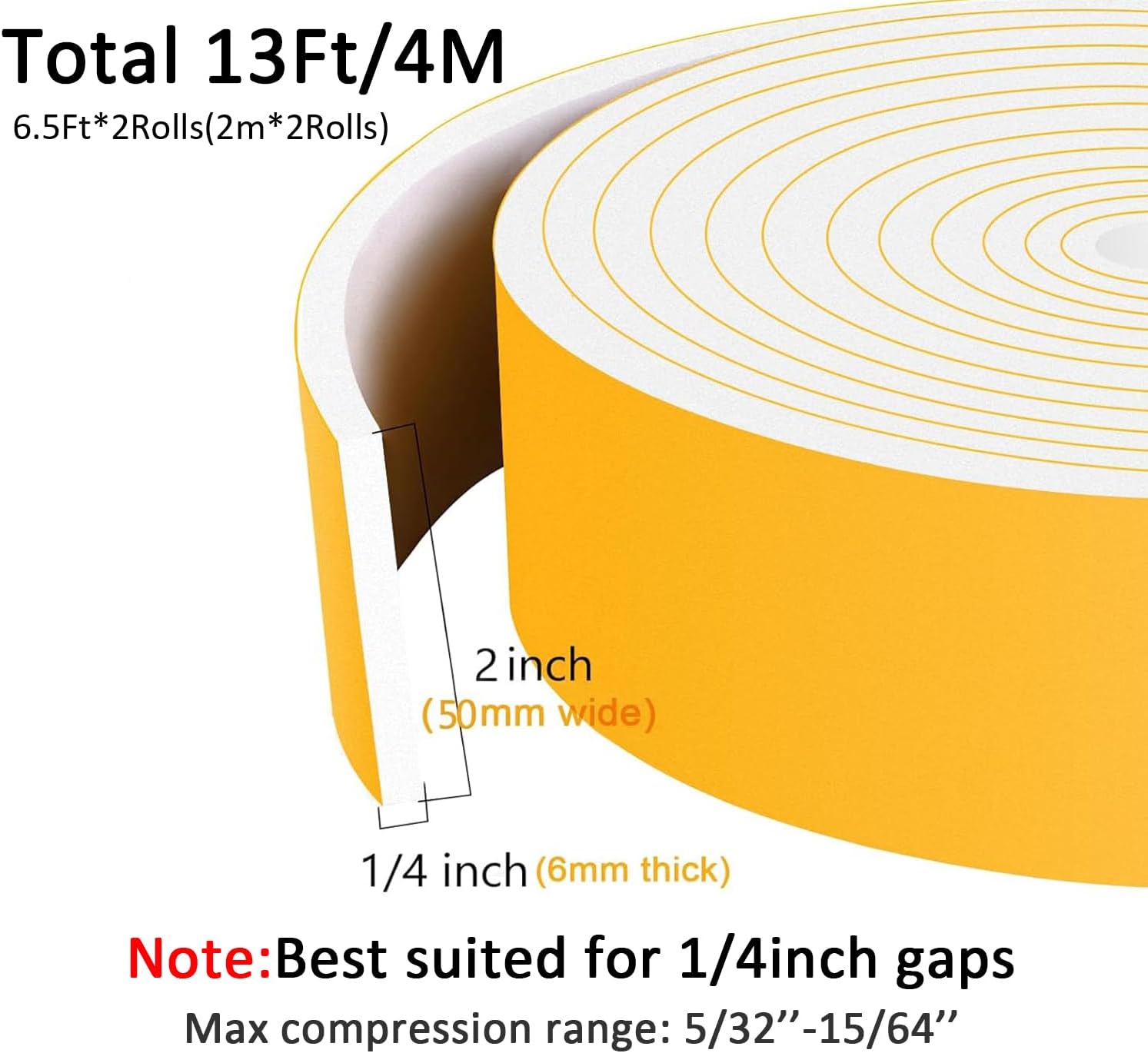 Strong Adhesive Foam Insulation Tape Self Adhesive, Closed Cell Weather Stripping for Doors and