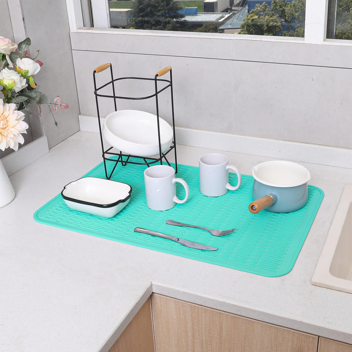 Silicone Dish Drying Mat for Multiple Usage,Easy clean,Eco-friendly,Heat-resistant Silicone Mat for