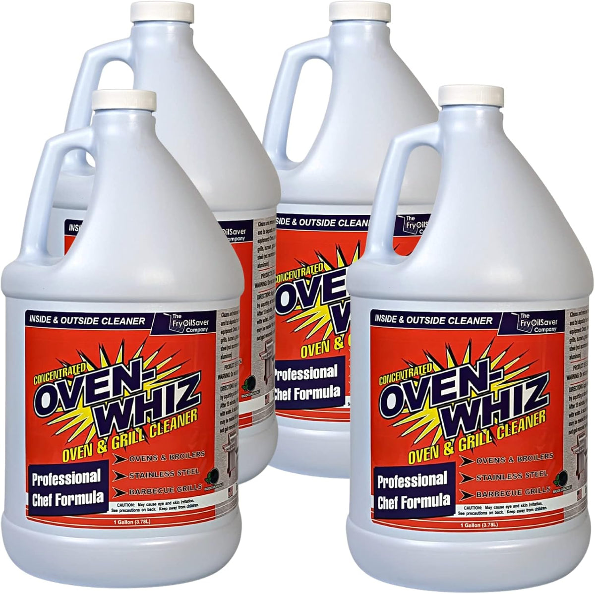 4 x 1 Gallon (512 Oz.) Oven-Whiz Oven & Grill Cleaner by FryOilSaver Co., Tough Stain Buildup