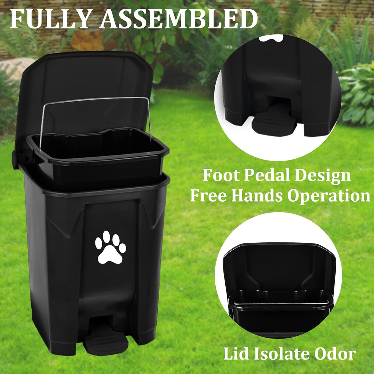 Outdoor Dog Poop Trash Can with Lid, Dog Waste Trash Can Pet Waste Container Pooper Scooper for