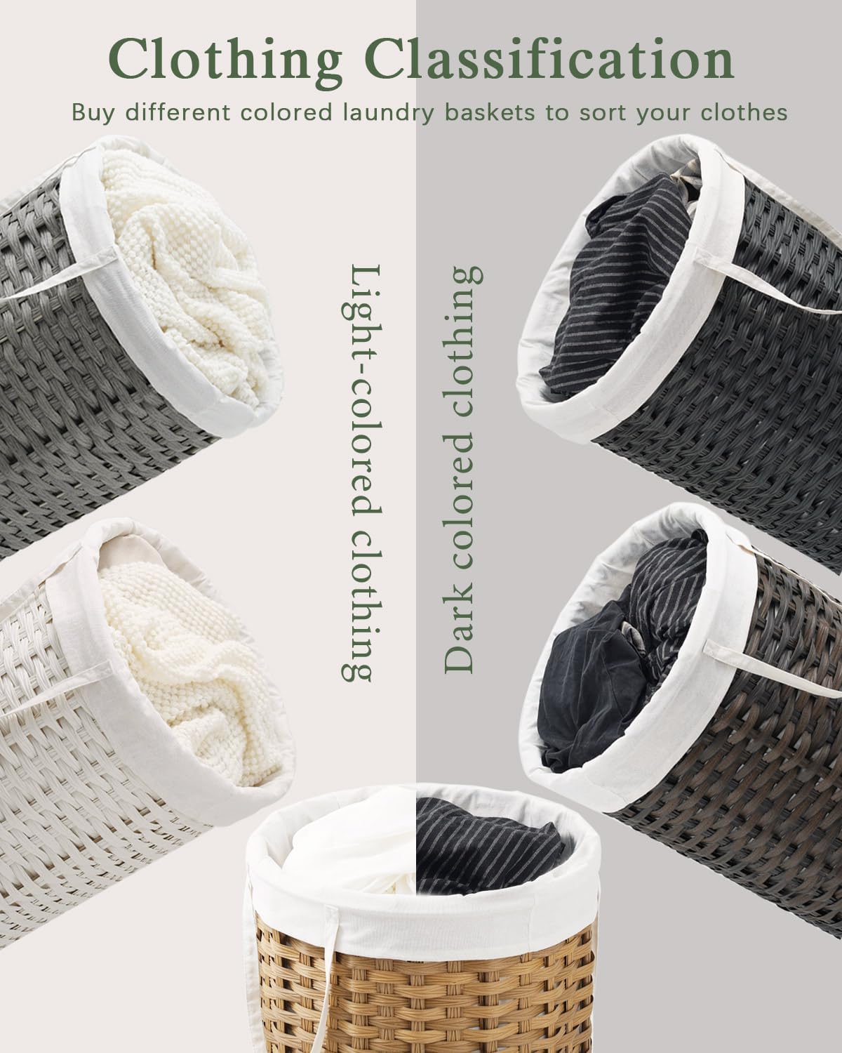 Laundry Hamper with Lid Laundry Basket with Lid 19.0 Gal (72 L) Round Wicker Laundry Basket