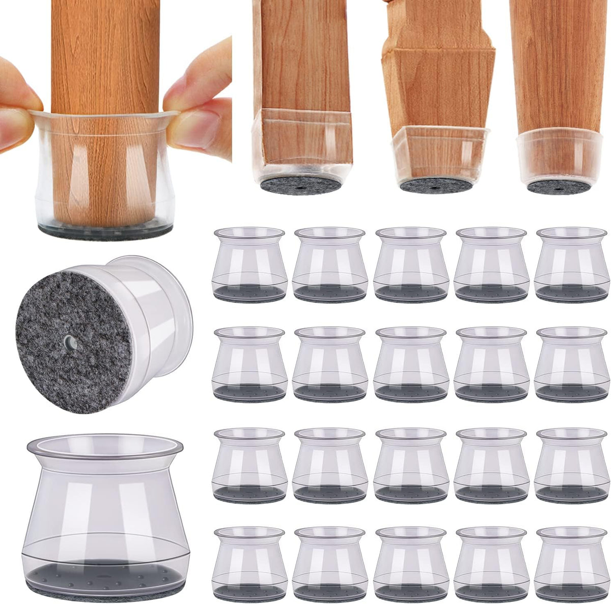 BUMACO 20Pcs Chair Leg Floor Protectors Chair Leg Protectors for Hardwood Floors Silicone Pads