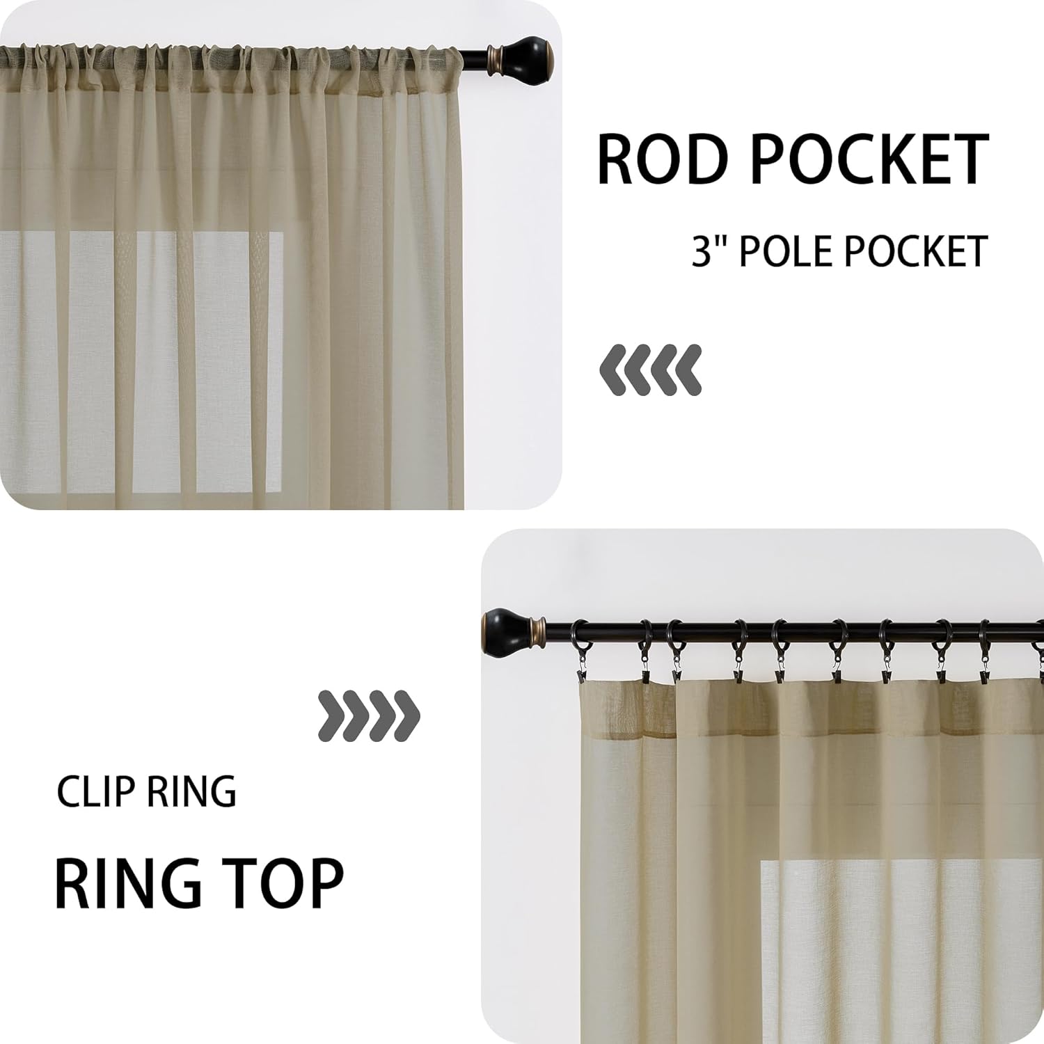 Tollpiz Small Sheer Door Curtain Closet Linen Textured Curtain Sheers Doorway Light Filtering Voile